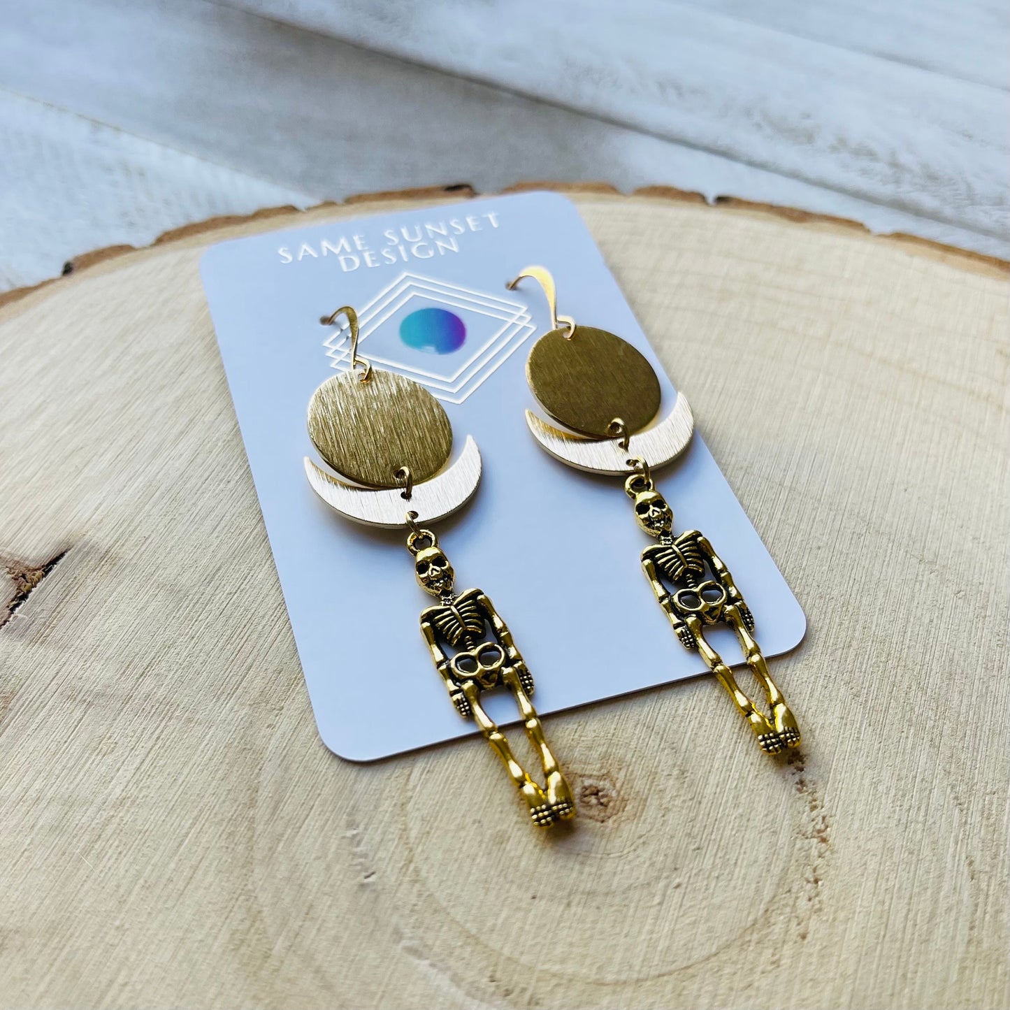 Skeleton Earrings, Goth Earrings Dangle, Crescent Moon Jewelry, Halloween Earrings Dangle, Witchy Gifts, Unique Gifts for Teenage Girls