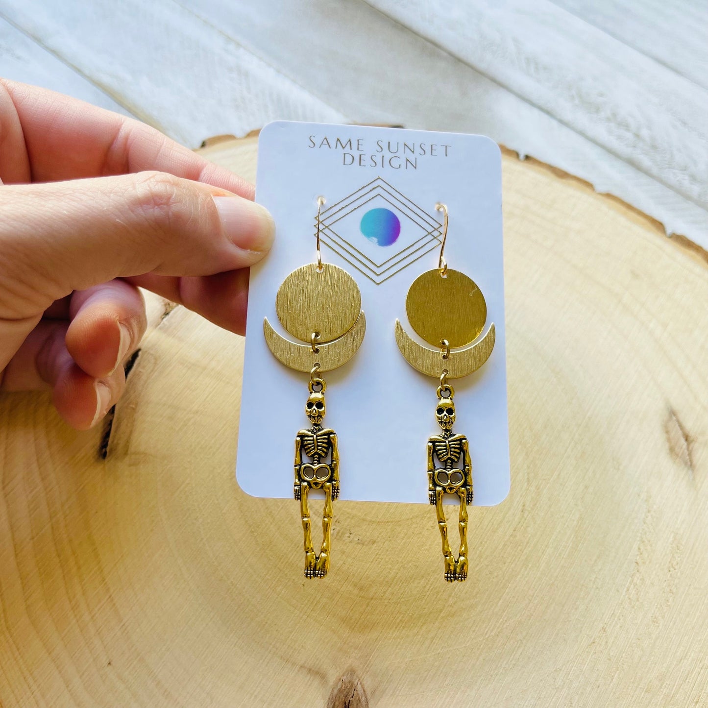 Skeleton Earrings, Goth Earrings Dangle, Crescent Moon Jewelry, Halloween Earrings Dangle, Witchy Gifts, Unique Gifts for Teenage Girls