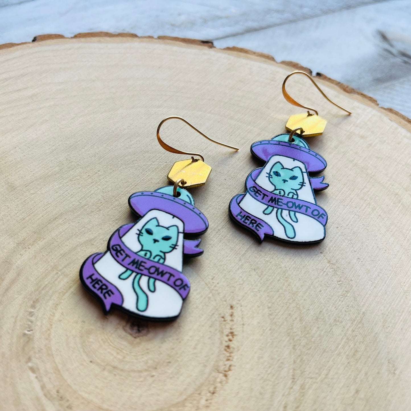 UFO Earrings, Alien Earrings, Cat Earrings, Witchy Earrings, Pastel Goth, Unique Birthday Gift for Daughter, Unique Gifts for Teenage Girls