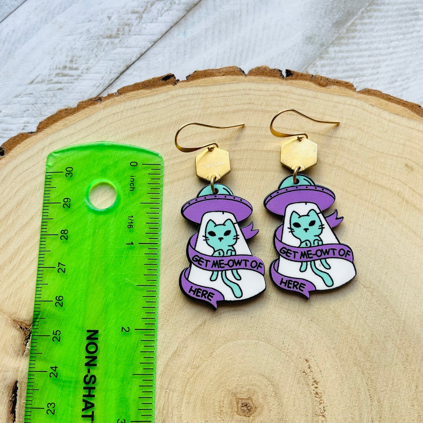 UFO Earrings, Alien Earrings, Cat Earrings, Witchy Earrings, Pastel Goth, Unique Birthday Gift for Daughter, Unique Gifts for Teenage Girls