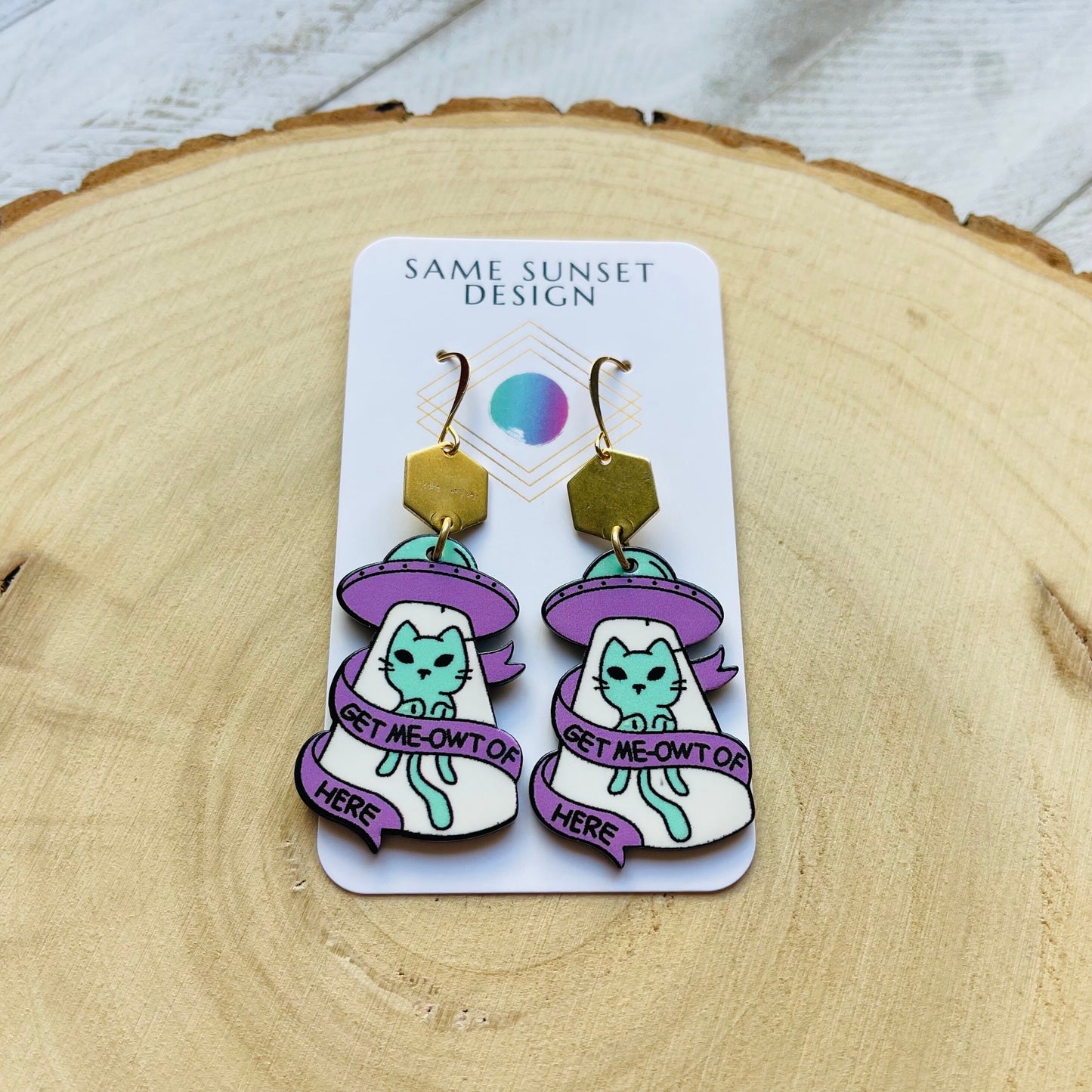 UFO Earrings, Alien Earrings, Cat Earrings, Witchy Earrings, Pastel Goth, Unique Birthday Gift for Daughter, Unique Gifts for Teenage Girls