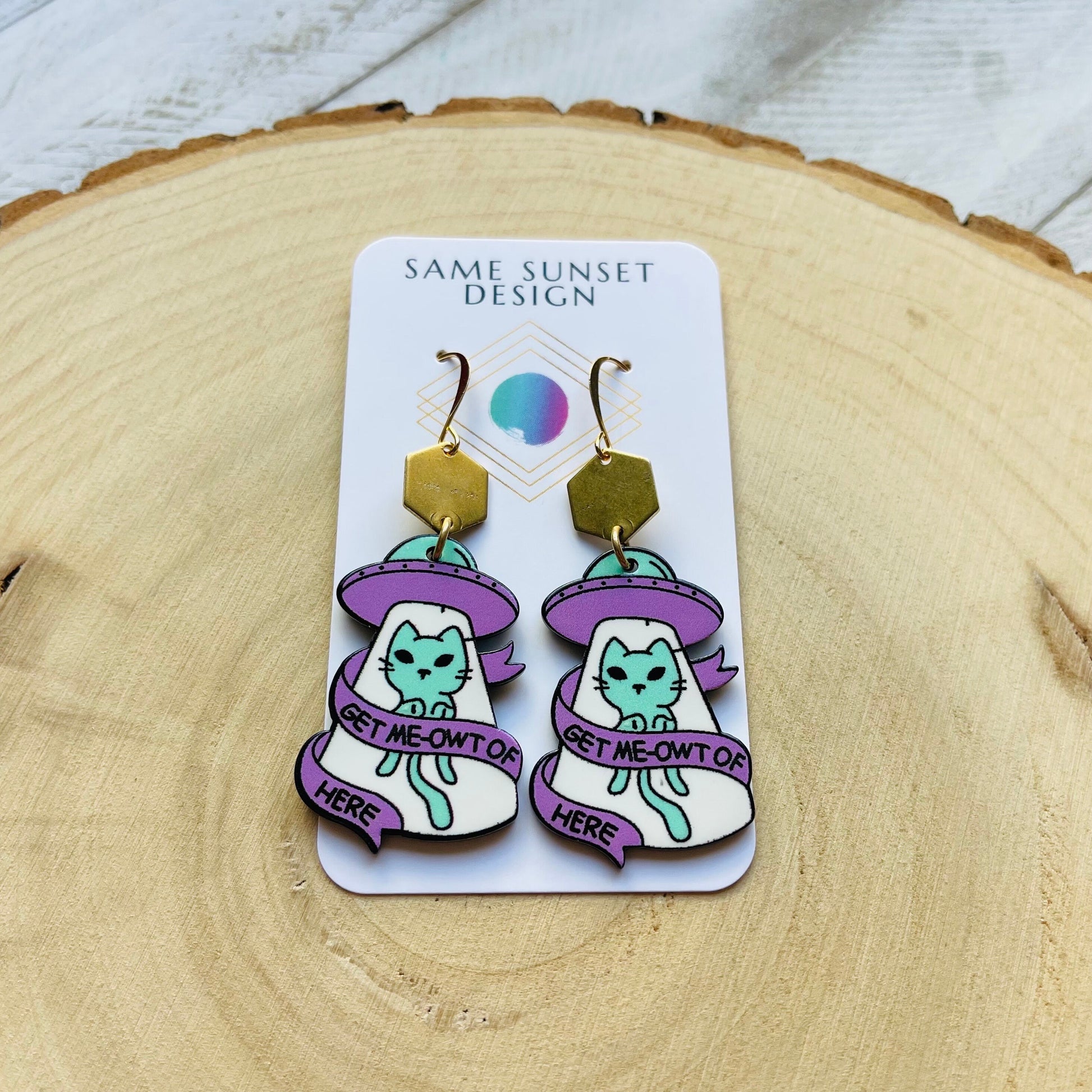 UFO Earrings, Alien Earrings, Cat Earrings, Witchy Earrings, Pastel Goth, Unique Birthday Gift for Daughter, Unique Gifts for Teenage Girls