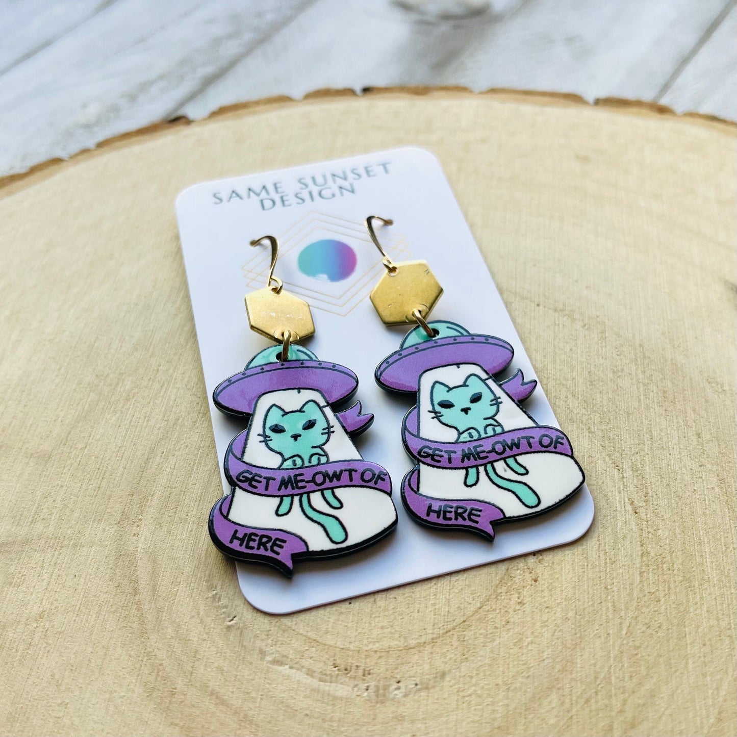 UFO Earrings, Alien Earrings, Cat Earrings, Witchy Earrings, Pastel Goth, Unique Birthday Gift for Daughter, Unique Gifts for Teenage Girls