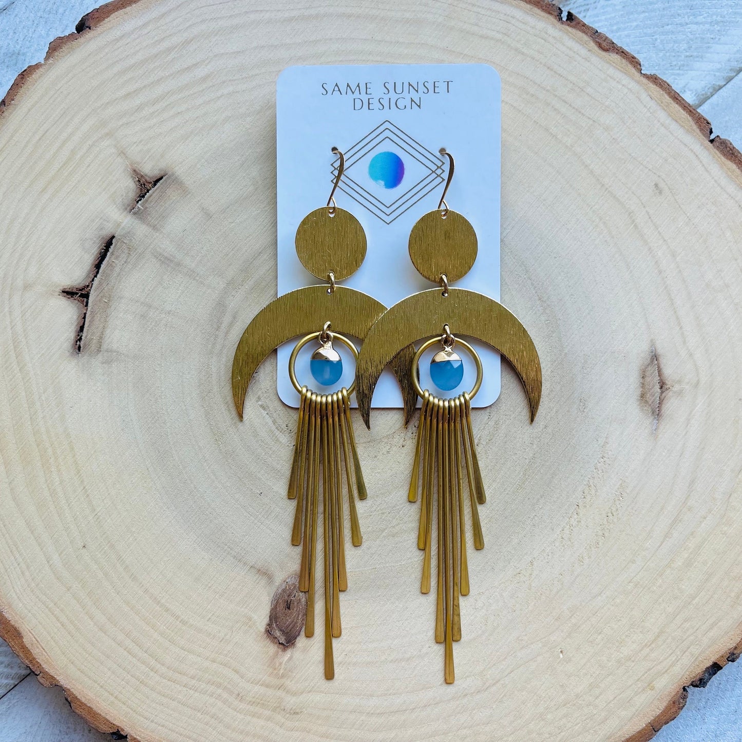 Jade Earrings Dangle, Crescent Moon Earrings Gold, Witchy Earrings, Unique Gifts for Teenage Girls, Boho Jewelry Gifts for Daughter, Fringe