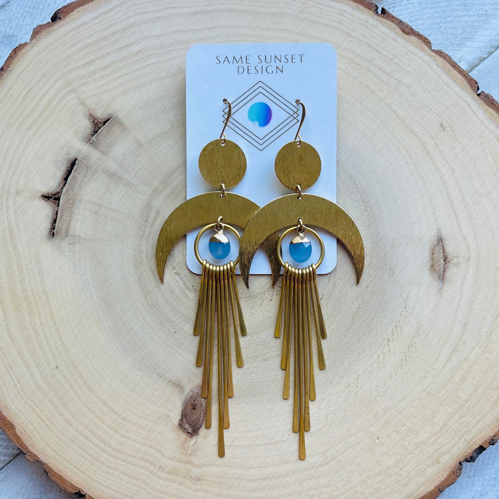 Jade Earrings Dangle, Crescent Moon Earrings Gold, Witchy Earrings, Unique Gifts for Teenage Girls, Boho Jewelry Gifts for Daughter, Fringe