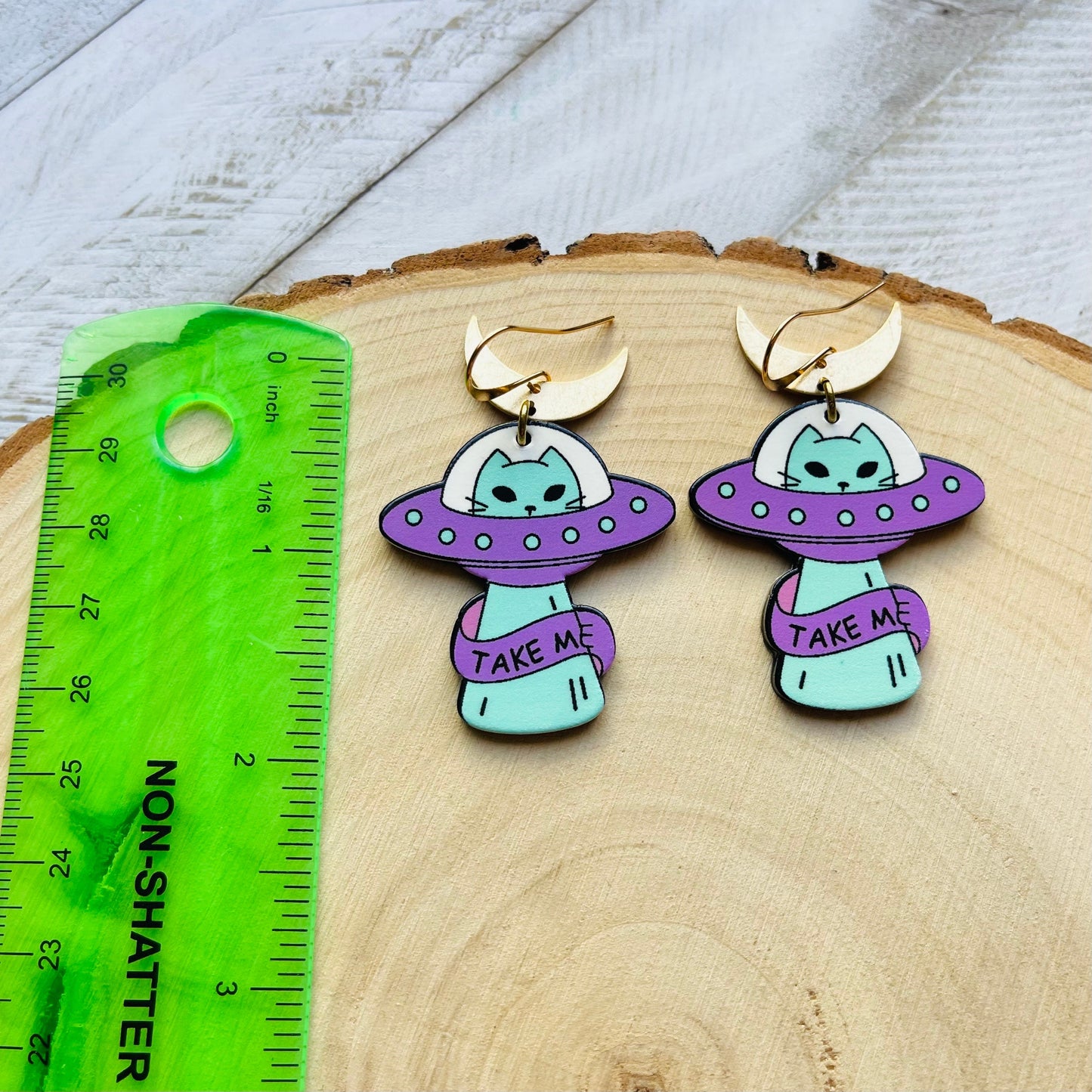 UFO Earrings, Alien Earrings, Cat Earrings, Crescent Moon Earrings, Witchy Earrings, Pastel Goth, Unique Gifts for Teenage Girls, Fun Gifts