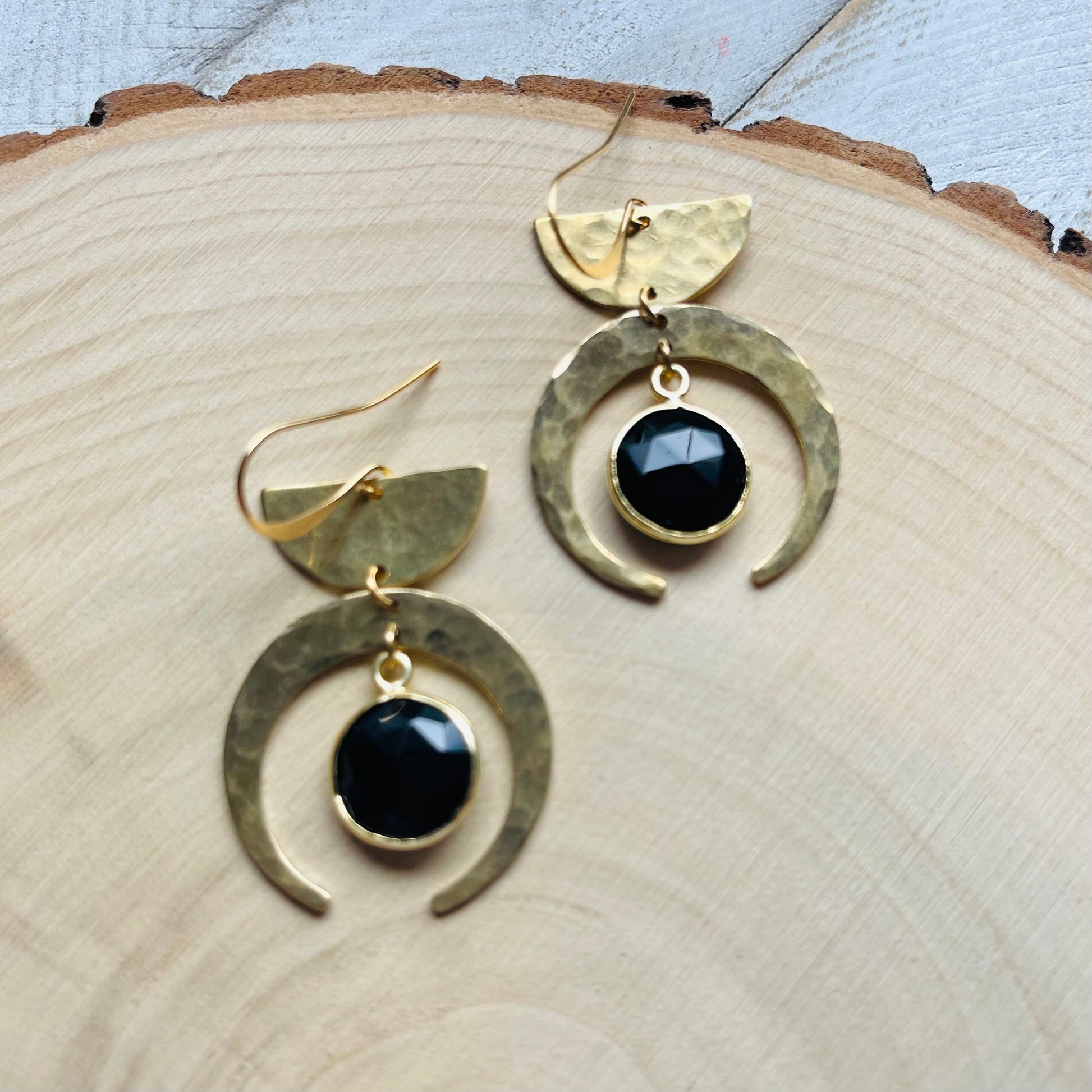 Chalcedony Earrings, Crescent Moon Earrings, Western Earrings Gold, Witchy, Unique Birthday Gift for Daughter, Sweet 16 Gift for Niece