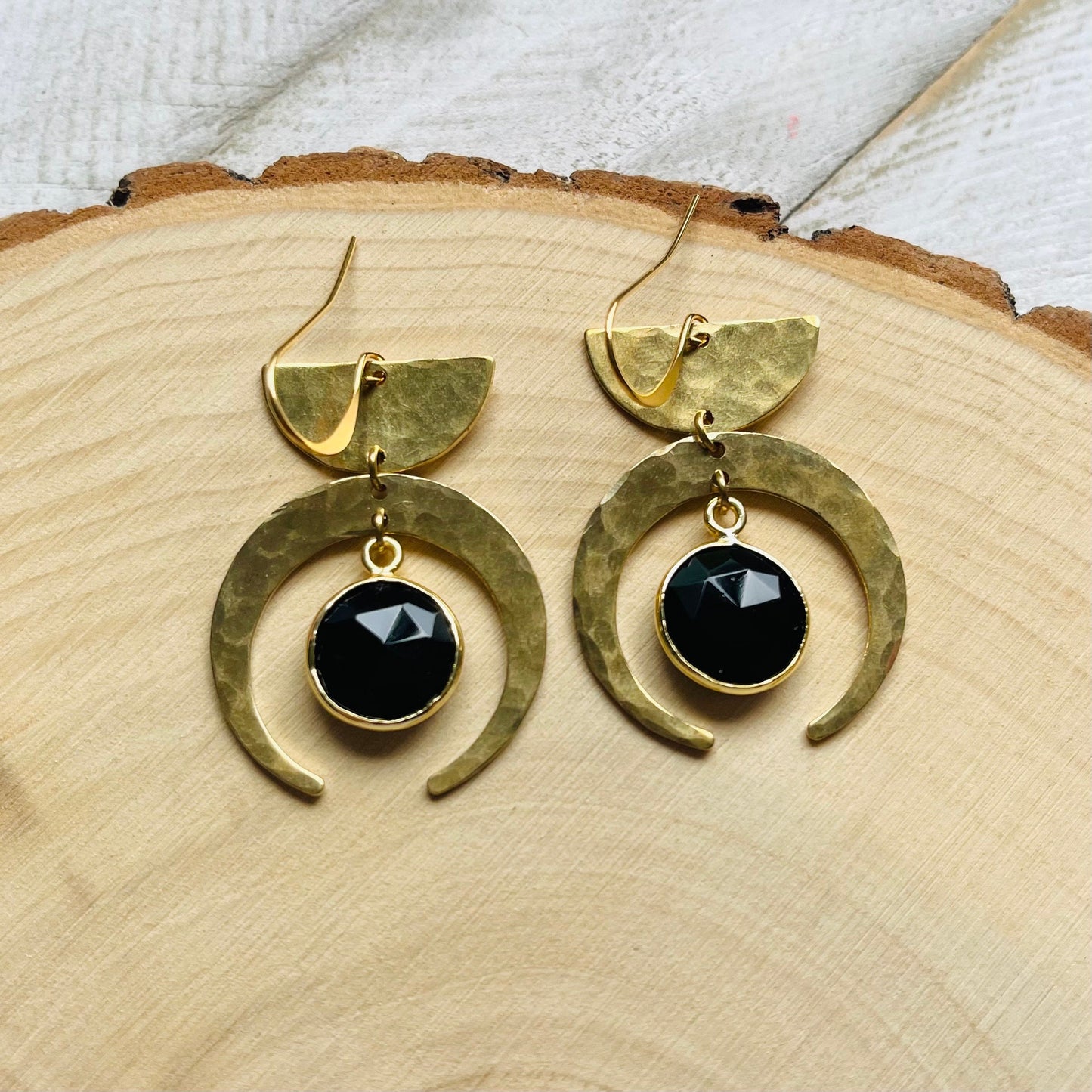 Chalcedony Earrings, Crescent Moon Earrings, Western Earrings Gold, Witchy, Unique Birthday Gift for Daughter, Sweet 16 Gift for Niece