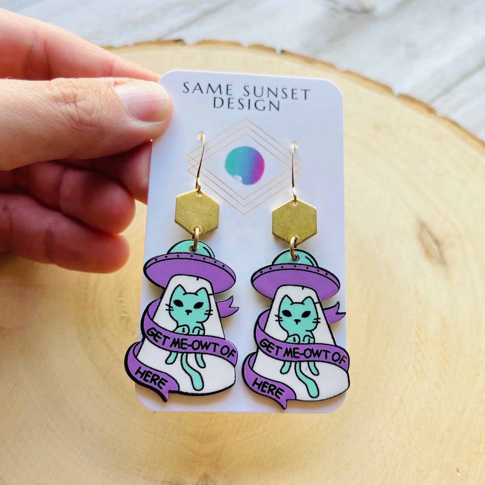 UFO Earrings, Alien Earrings, Cat Earrings, Witchy Earrings, Pastel Goth, Unique Birthday Gift for Daughter, Unique Gifts for Teenage Girls