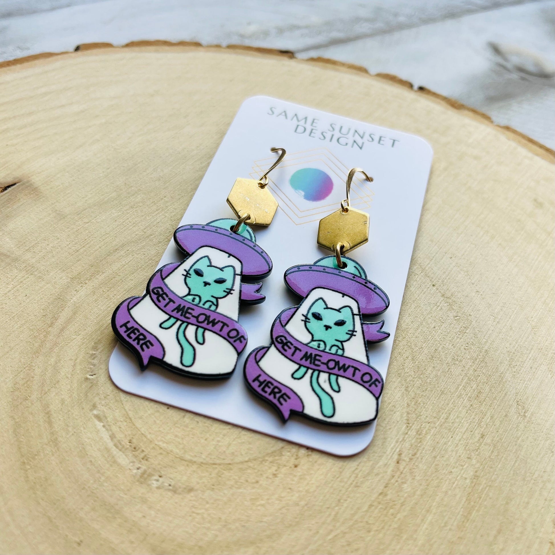 UFO Earrings, Alien Earrings, Cat Earrings, Witchy Earrings, Pastel Goth, Unique Birthday Gift for Daughter, Unique Gifts for Teenage Girls