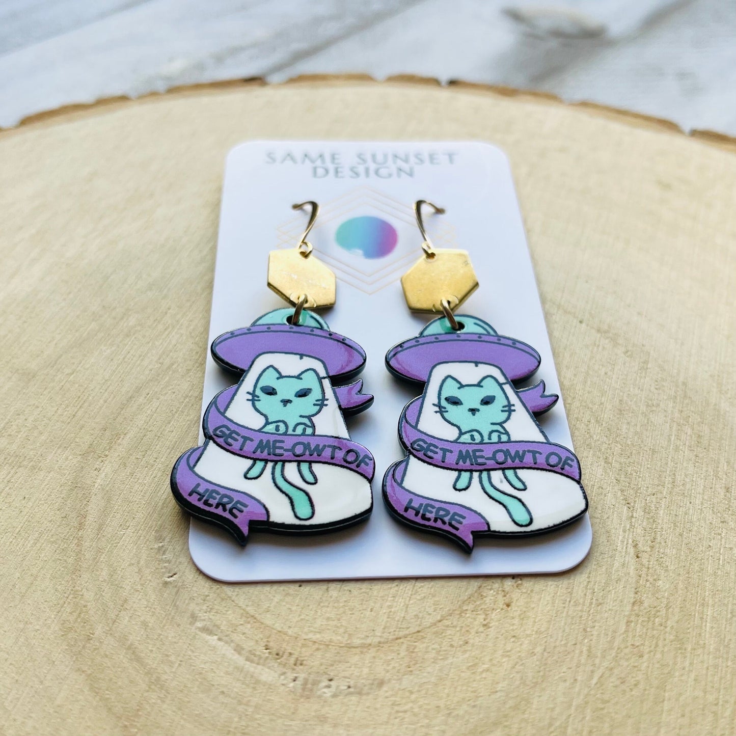UFO Earrings, Alien Earrings, Cat Earrings, Witchy Earrings, Pastel Goth, Unique Birthday Gift for Daughter, Unique Gifts for Teenage Girls