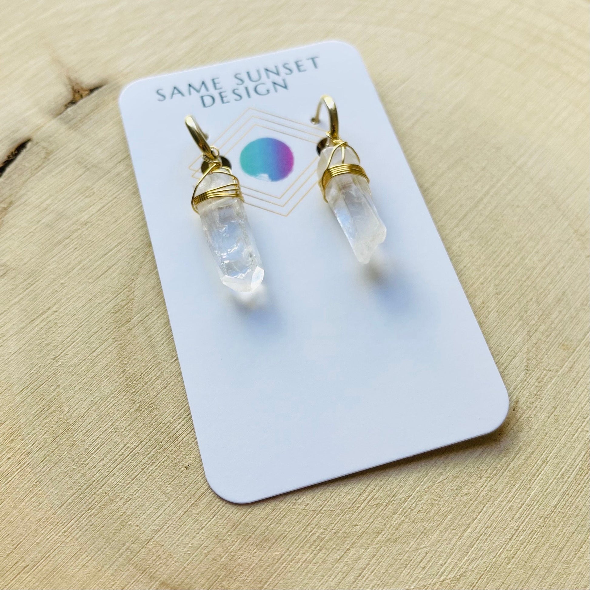 Crystal Hoop Earrings, Sacral Chakra Healing Crystal Earrings Hoops, Positive Energy Gift, Witchy Gifts, Boho Earrings for Bride, Solar