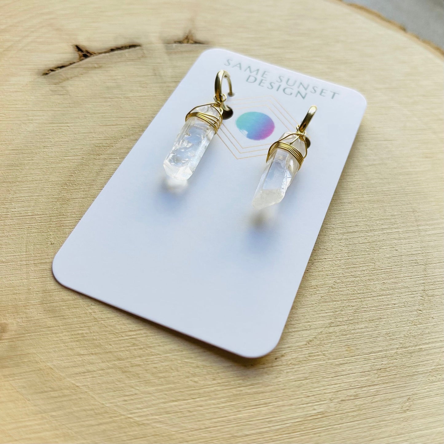 Crystal Hoop Earrings, Sacral Chakra Healing Crystal Earrings Hoops, Positive Energy Gift, Witchy Gifts, Boho Earrings for Bride, Solar