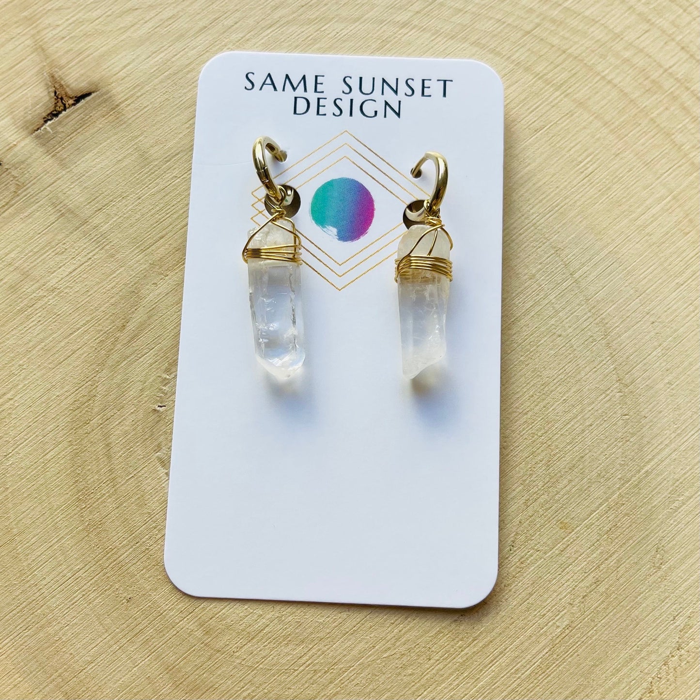 Crystal Hoop Earrings, Sacral Chakra Healing Crystal Earrings Hoops, Positive Energy Gift, Witchy Gifts, Boho Earrings for Bride, Solar
