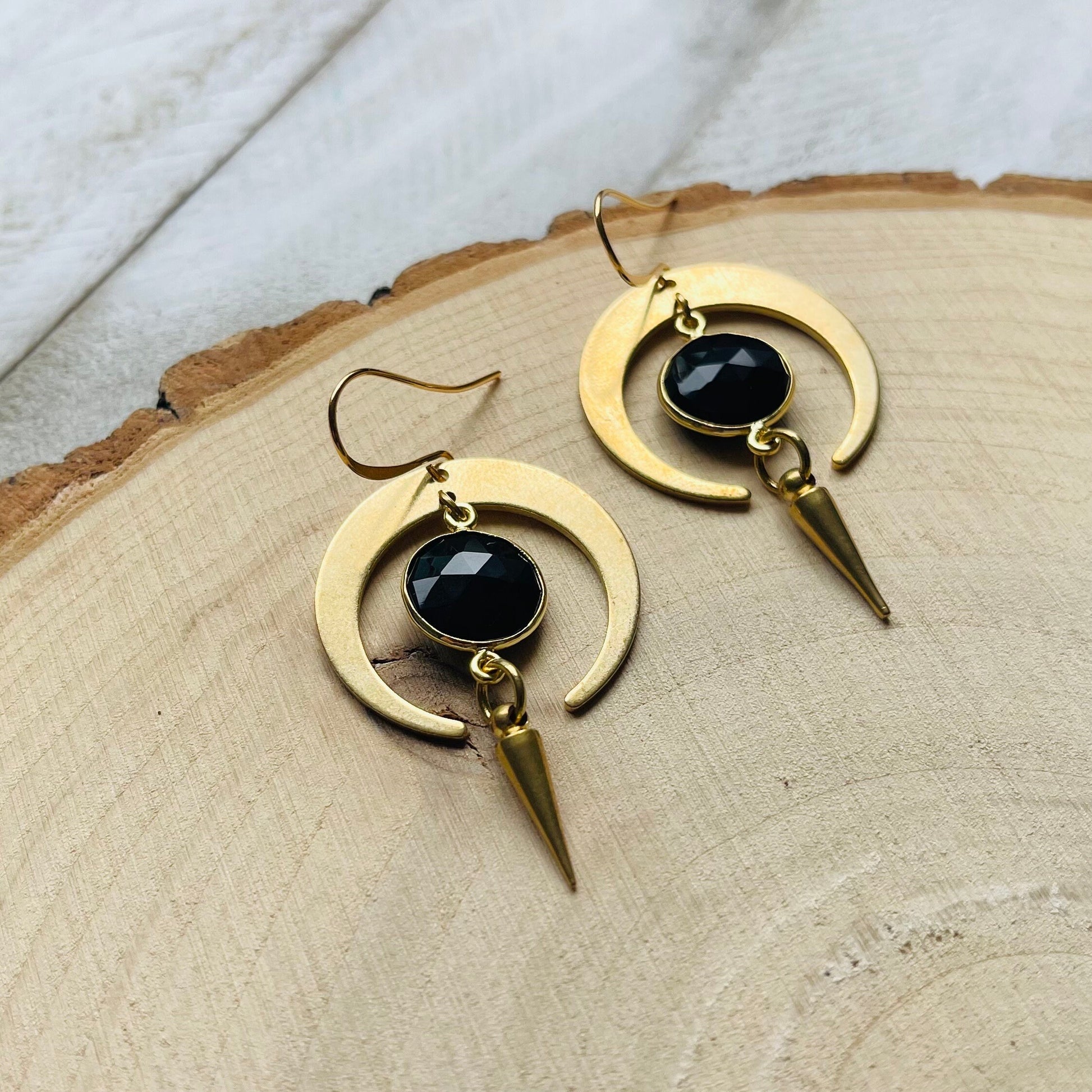 Moon Earrings Gold, Goth Earrings Dangle, Crescent Moon Jewelry, Halloween Earrings Dangle, Witchy Gifts, Unique Gifts for Sisters, Punk