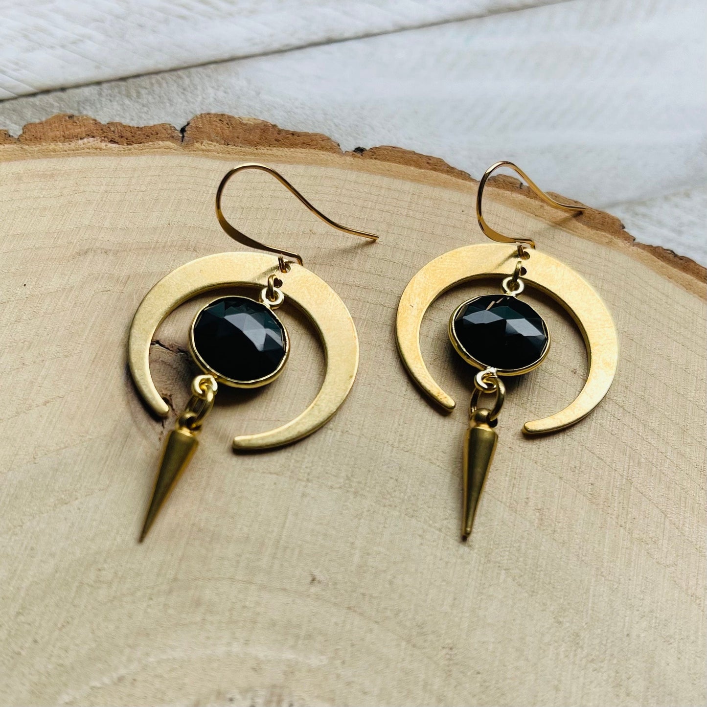 Moon Earrings Gold, Goth Earrings Dangle, Crescent Moon Jewelry, Halloween Earrings Dangle, Witchy Gifts, Unique Gifts for Sisters, Punk