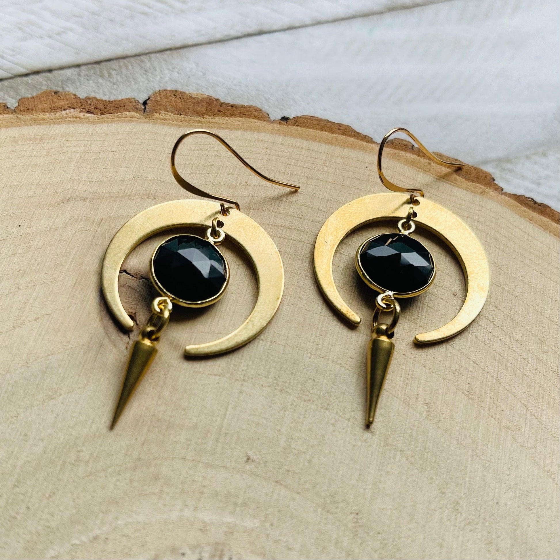 Moon Earrings Gold, Goth Earrings Dangle, Crescent Moon Jewelry, Halloween Earrings Dangle, Witchy Gifts, Unique Gifts for Sisters, Punk