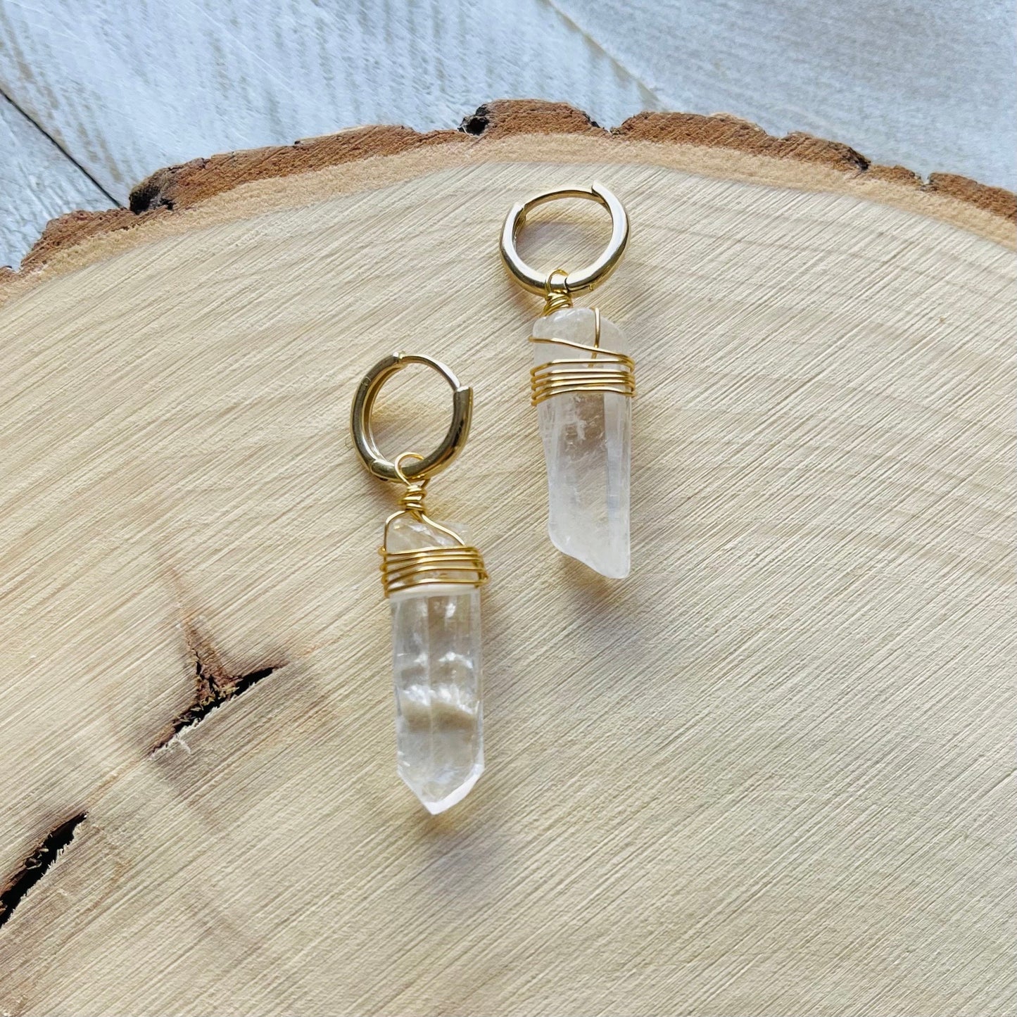 Crystal Hoop Earrings, Sacral Chakra Healing Crystal Earrings Hoops, Positive Energy Gift, Witchy Gifts, Boho Earrings for Bride, Solar
