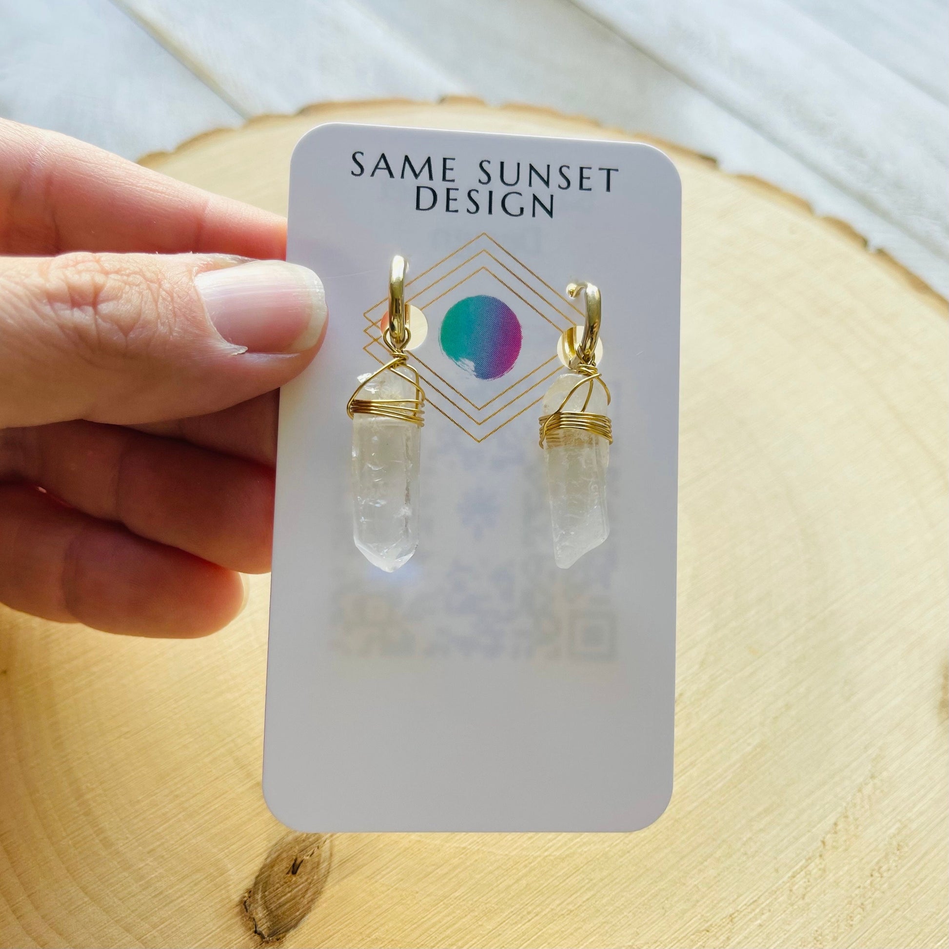 Crystal Hoop Earrings, Sacral Chakra Healing Crystal Earrings Hoops, Positive Energy Gift, Witchy Gifts, Boho Earrings for Bride, Solar