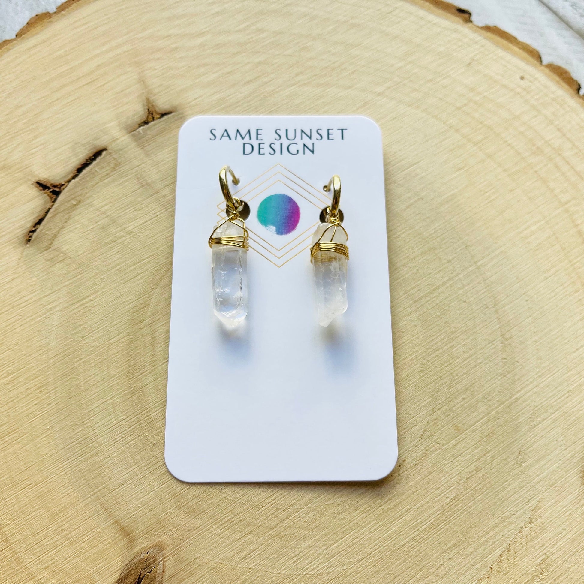 Crystal Hoop Earrings, Sacral Chakra Healing Crystal Earrings Hoops, Positive Energy Gift, Witchy Gifts, Boho Earrings for Bride, Solar
