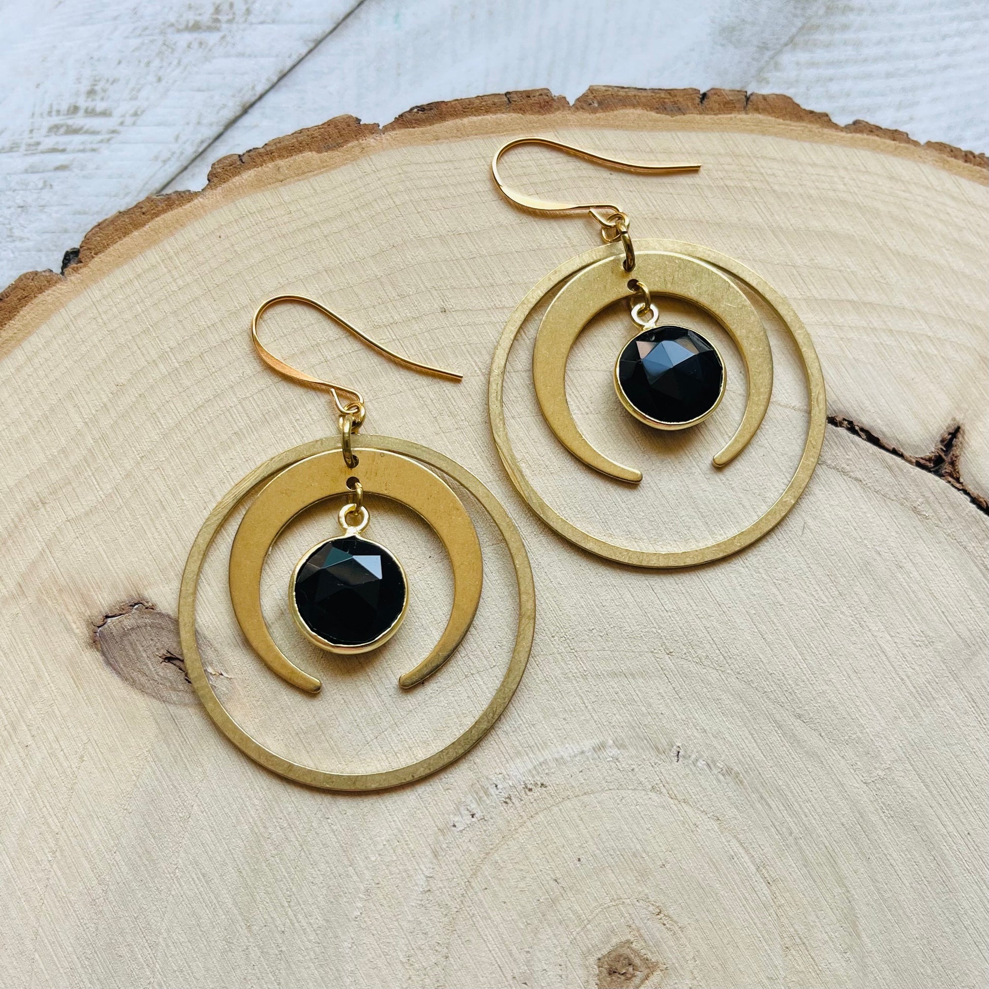 Crescent Moon Earrings Gold, Chalcedony Earrings, Celestial Jewelry Witchy Gifts for Women, Unique Gifts for Sisters, Goth Gifts, Boho Chic