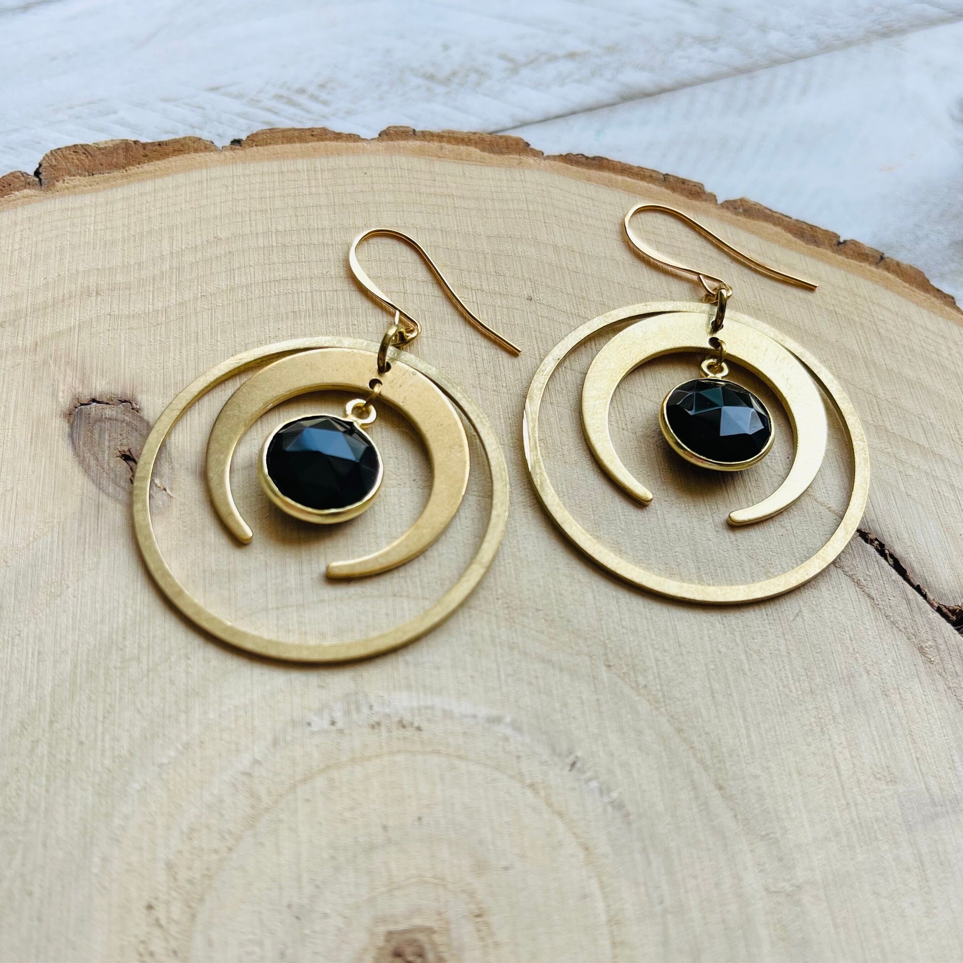 Crescent Moon Earrings Gold, Chalcedony Earrings, Celestial Jewelry Witchy Gifts for Women, Unique Gifts for Sisters, Goth Gifts, Boho Chic