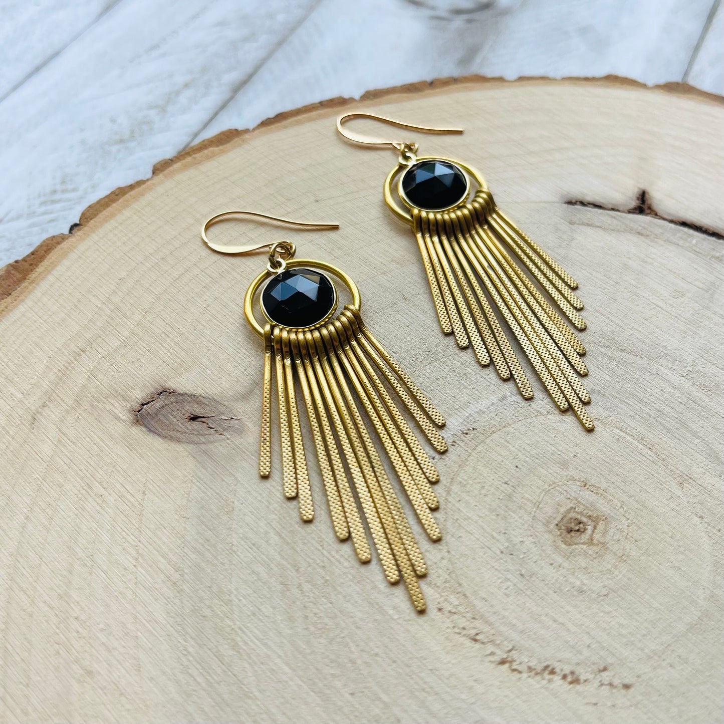 Chalcedony Earrings, Fringe Earrings, Western Earrings Gold, Geometric Earrings, Boho Jewelry Gifts for Daughter, Unique Gifts for Sisters