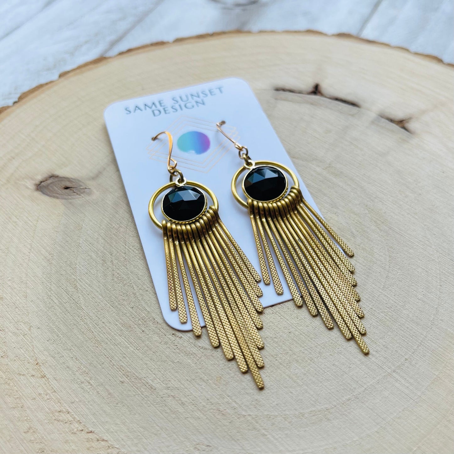 Chalcedony Earrings, Fringe Earrings, Western Earrings Gold, Geometric Earrings, Boho Jewelry Gifts for Daughter, Unique Gifts for Sisters