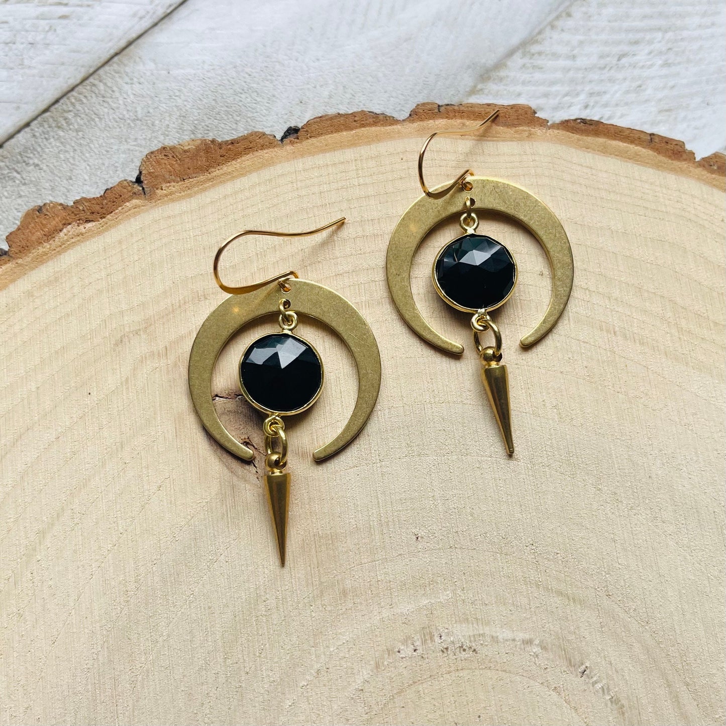 Moon Earrings Gold, Goth Earrings Dangle, Crescent Moon Jewelry, Halloween Earrings Dangle, Witchy Gifts, Unique Gifts for Sisters, Punk