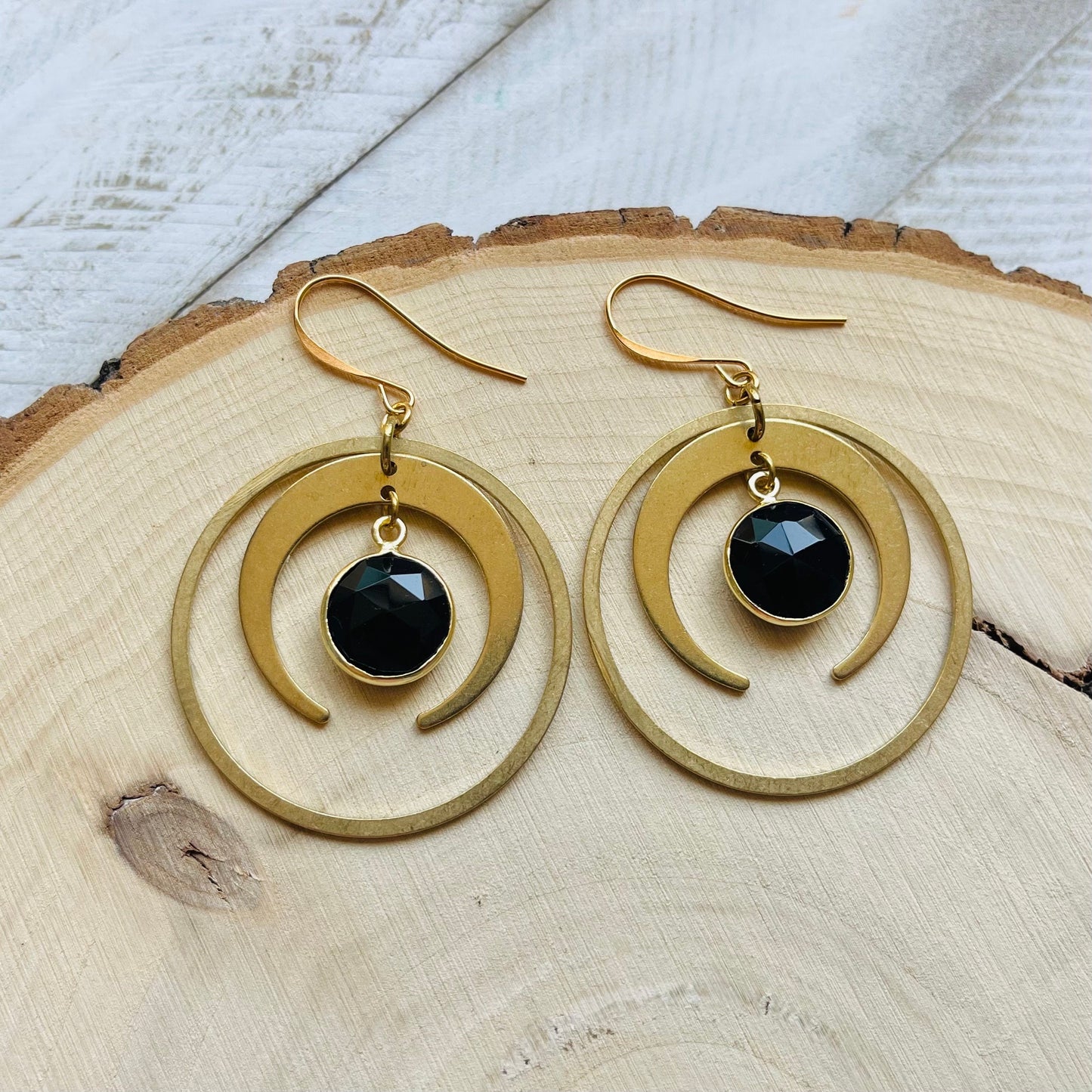 Crescent Moon Earrings Gold, Chalcedony Earrings, Celestial Jewelry Witchy Gifts for Women, Unique Gifts for Sisters, Goth Gifts, Boho Chic