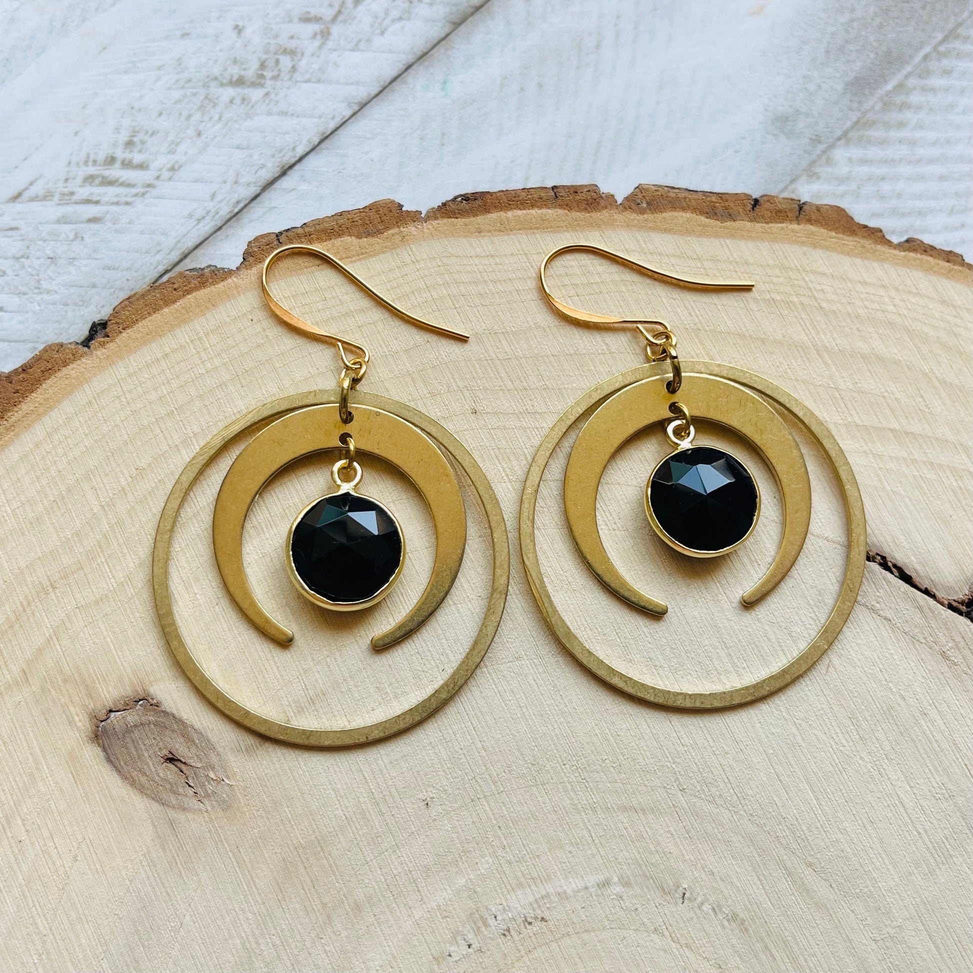 Crescent Moon Earrings Gold, Chalcedony Earrings, Celestial Jewelry Witchy Gifts for Women, Unique Gifts for Sisters, Goth Gifts, Boho Chic