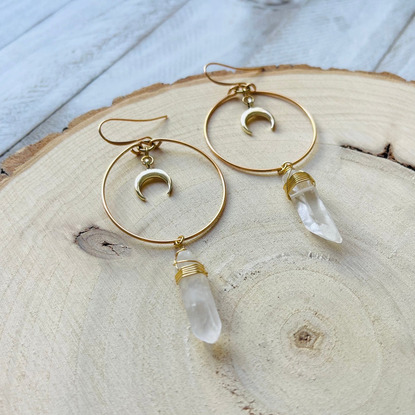 Raw Quartz Earrings, Metaphysical Gifts, Healing Crystal Earrings, Witchy Earrings, Celestial Jewelry, Stocking Stuffers for Mom, Boho Chic