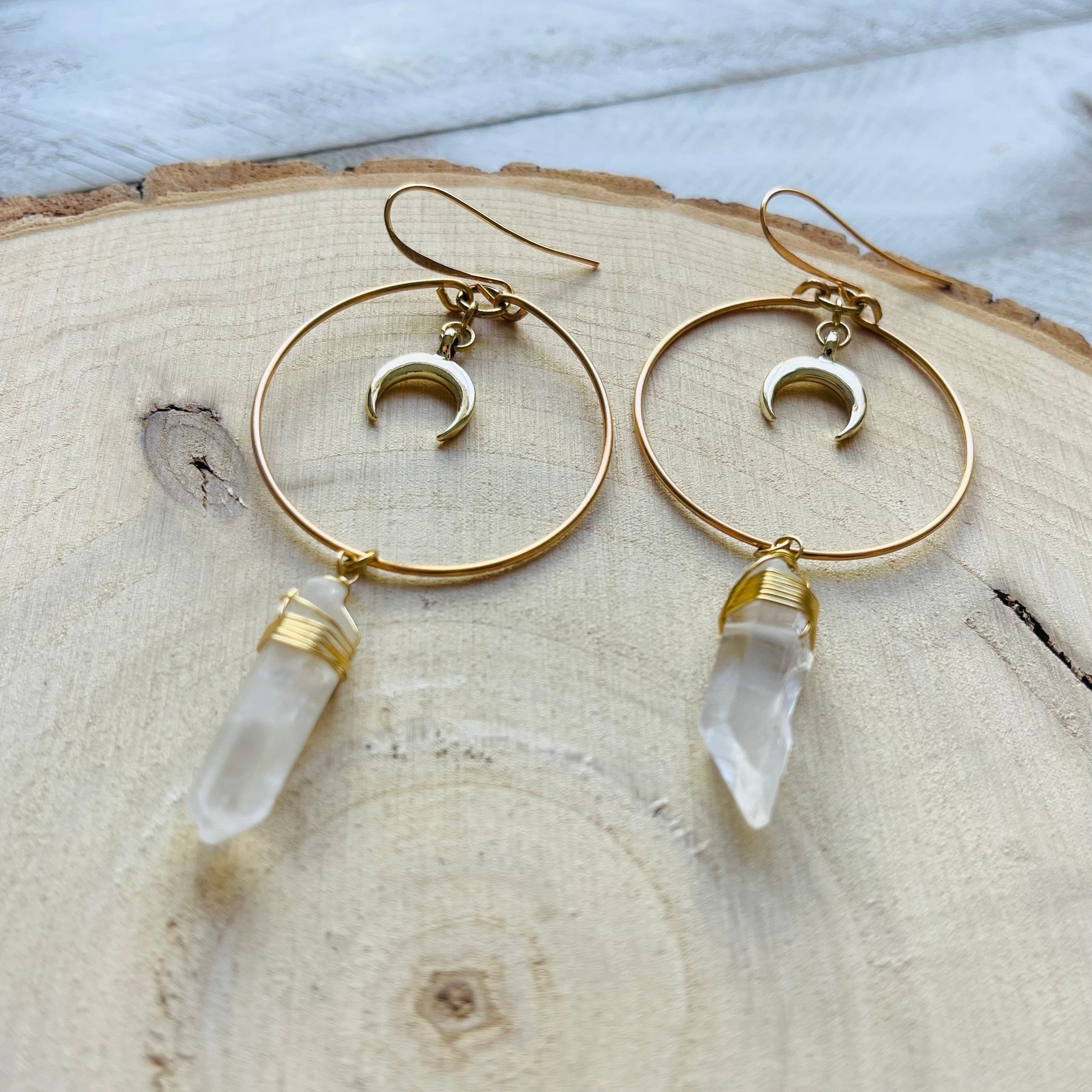 Raw Quartz Earrings, Metaphysical Gifts, Healing Crystal Earrings, Witchy Earrings, Celestial Jewelry, Stocking Stuffers for Mom, Boho Chic