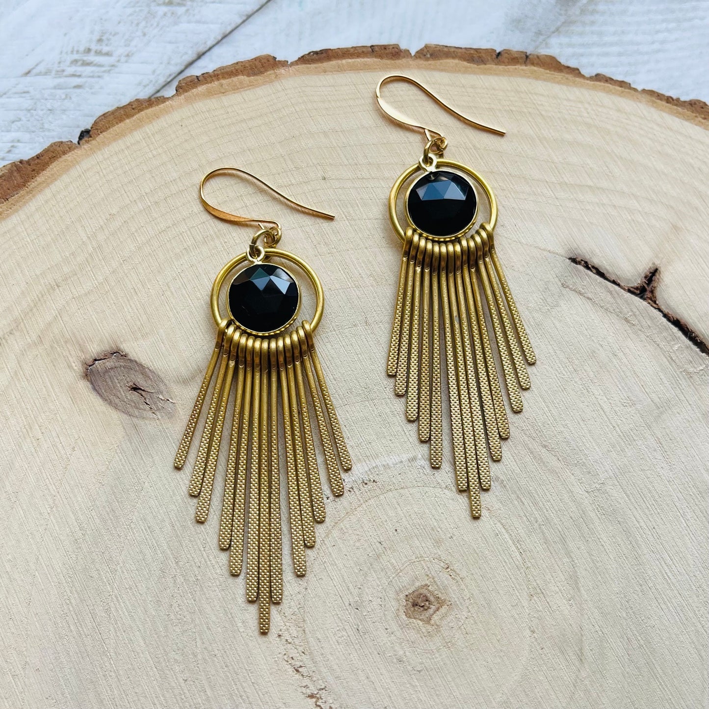 Chalcedony Earrings, Fringe Earrings, Western Earrings Gold, Geometric Earrings, Boho Jewelry Gifts for Daughter, Unique Gifts for Sisters