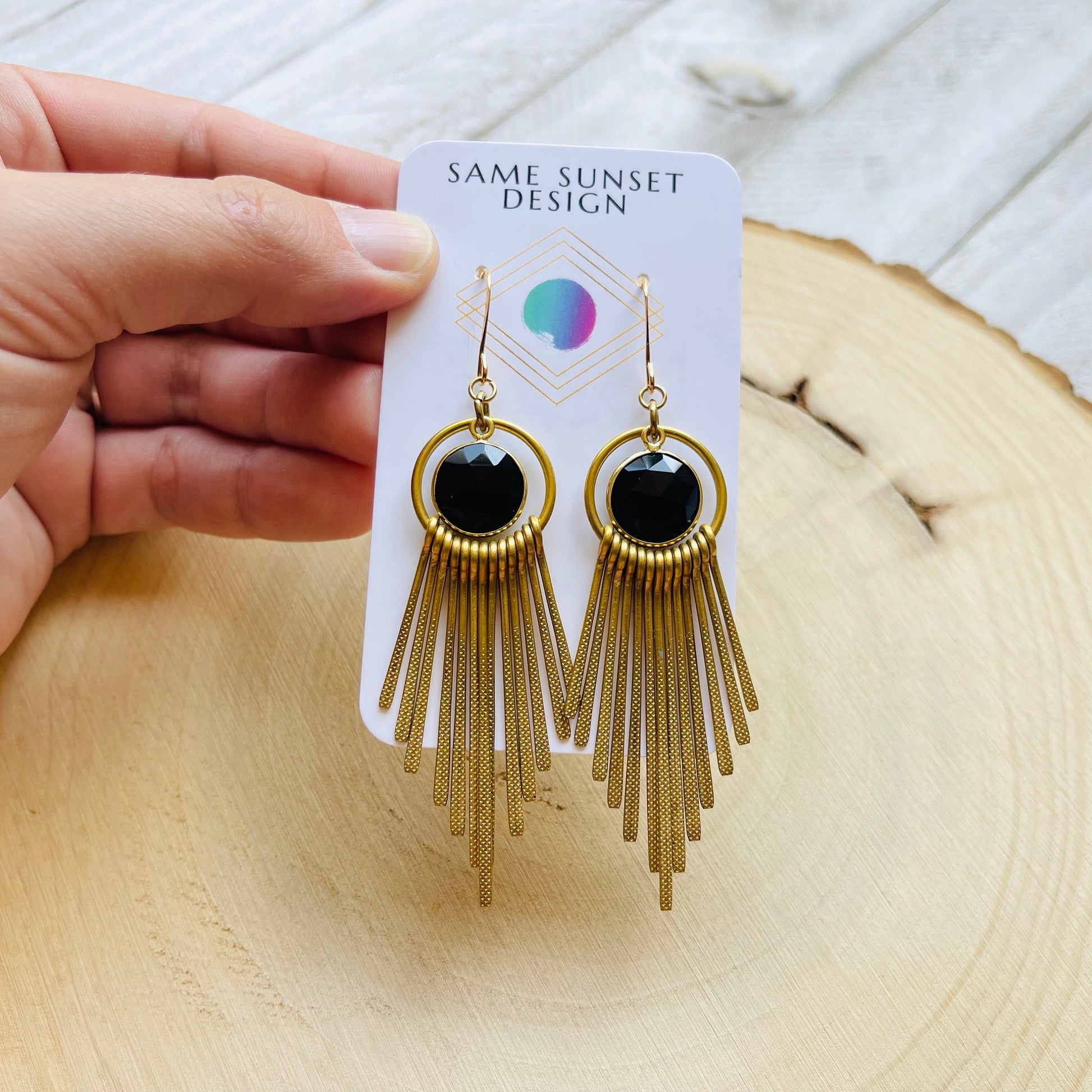 Chalcedony Earrings, Fringe Earrings, Western Earrings Gold, Geometric Earrings, Boho Jewelry Gifts for Daughter, Unique Gifts for Sisters