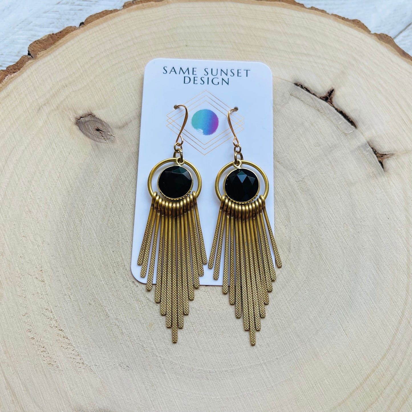 Chalcedony Earrings, Fringe Earrings, Western Earrings Gold, Geometric Earrings, Boho Jewelry Gifts for Daughter, Unique Gifts for Sisters