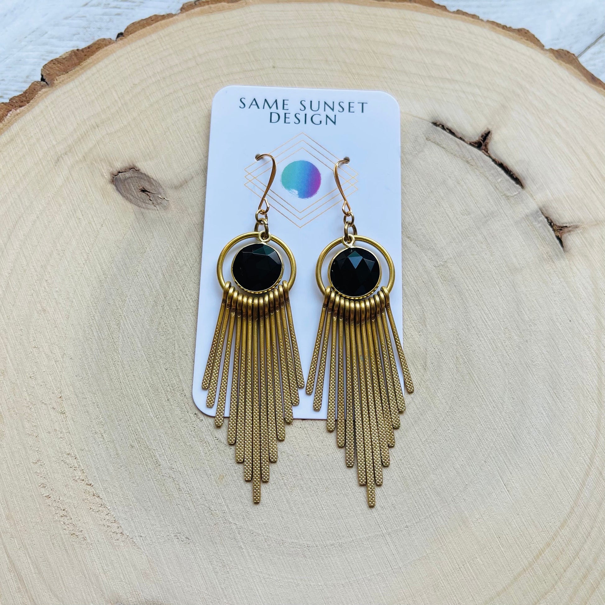 Chalcedony Earrings, Fringe Earrings, Western Earrings Gold, Geometric Earrings, Boho Jewelry Gifts for Daughter, Unique Gifts for Sisters