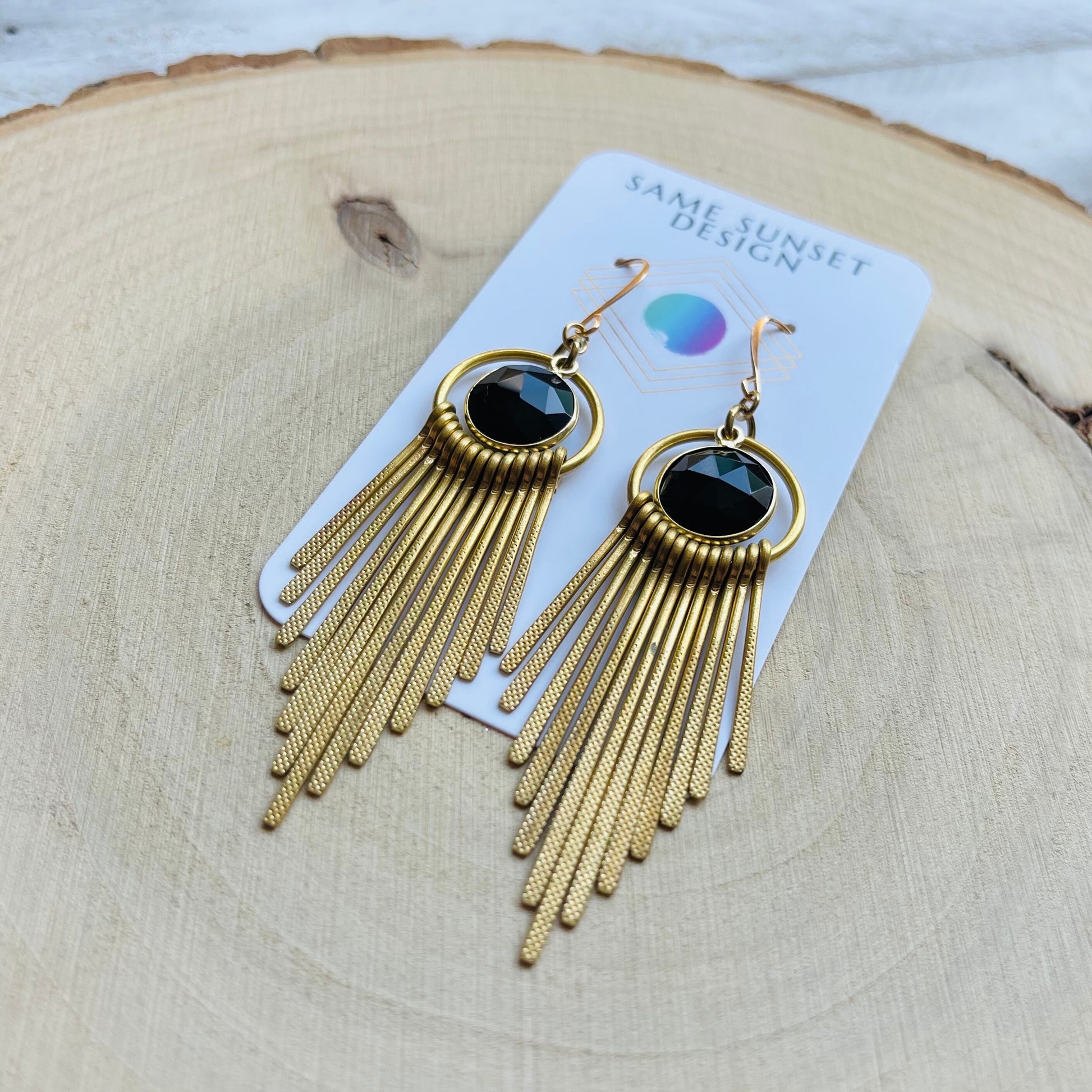 Chalcedony Earrings, Fringe Earrings, Western Earrings Gold, Geometric Earrings, Boho Jewelry Gifts for Daughter, Unique Gifts for Sisters