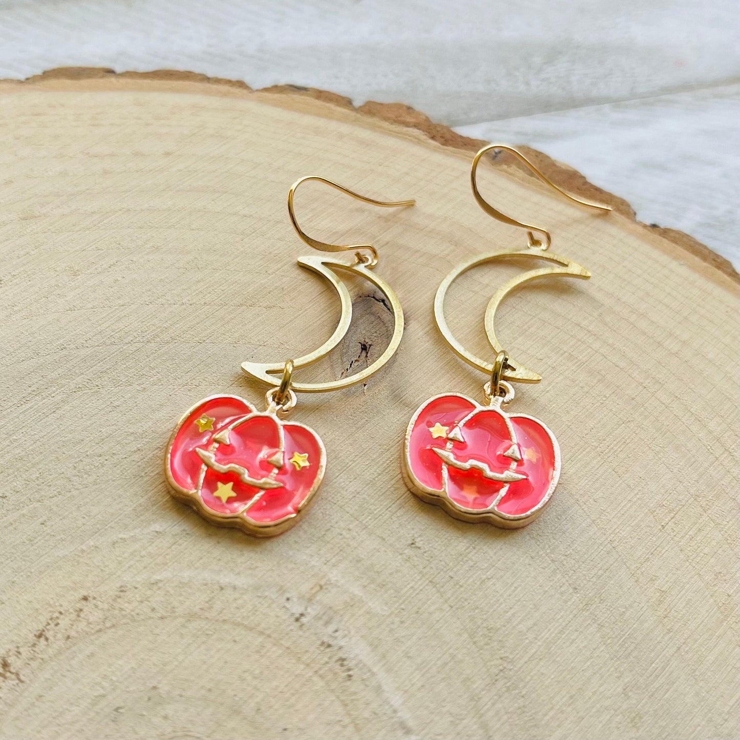 Jack O Lantern Earrings, Pumpkin Earrings, Autumn Earrings Dangle, Witchy Gifts, Halloween Gift for Women, Creepy Cute Jewelry, Fun Gifts