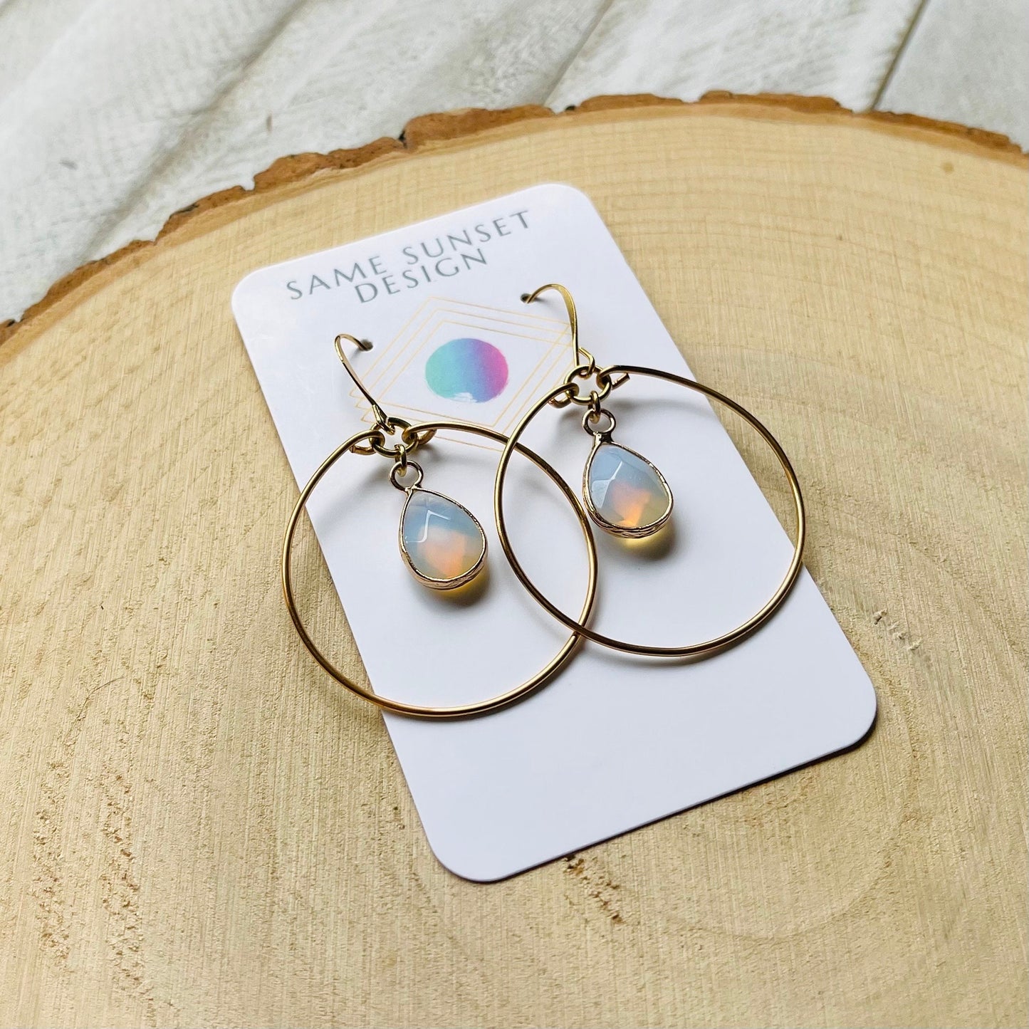 Opalite Earrings, Geometric Earrings Dangle, Hoop Earrings Gold, Western Boho Jewelry, Statement Earrings Boho, Trendy Earrings, Boho Chic
