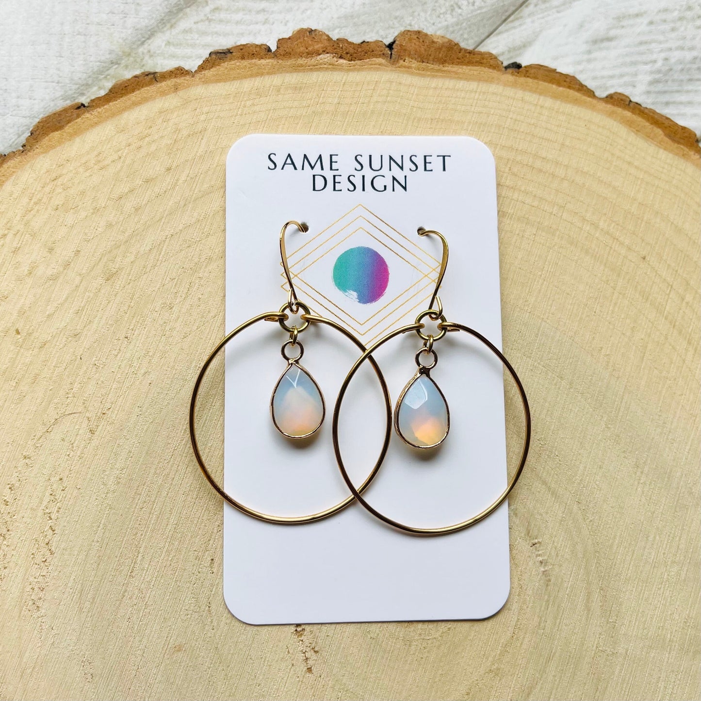 Opalite Earrings, Geometric Earrings Dangle, Hoop Earrings Gold, Western Boho Jewelry, Statement Earrings Boho, Trendy Earrings, Boho Chic