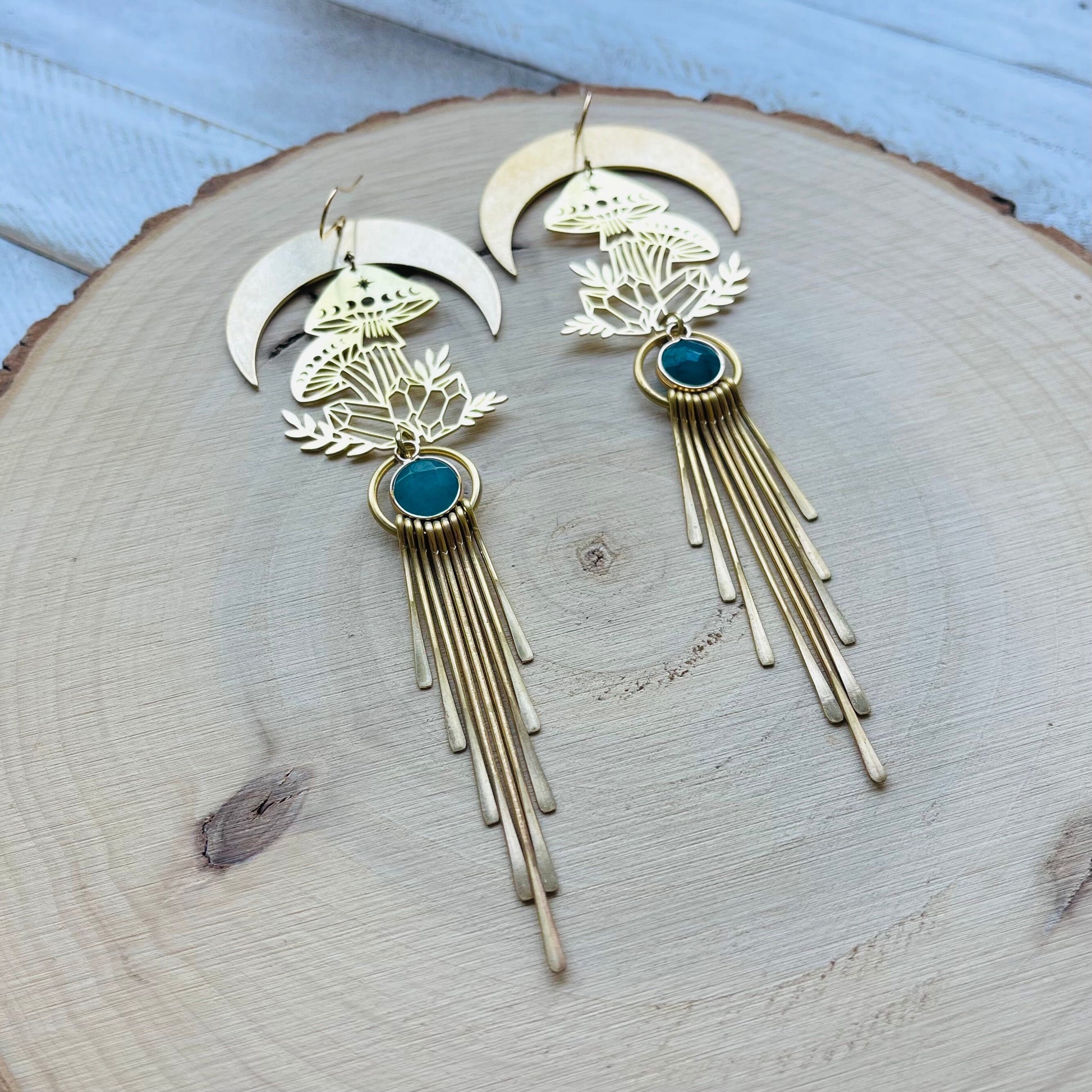 Mushroom Earrings, Aventurine Earrings, Witchy Earrings, Cottagecore Earrings, Unique Gifts for Women Birthday, Wedding Earrings for Bride