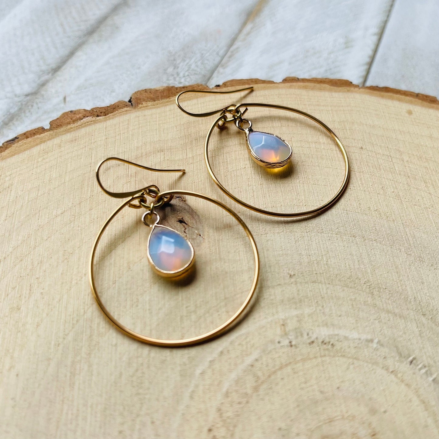 Opalite Earrings, Geometric Earrings Dangle, Hoop Earrings Gold, Western Boho Jewelry, Statement Earrings Boho, Trendy Earrings, Boho Chic