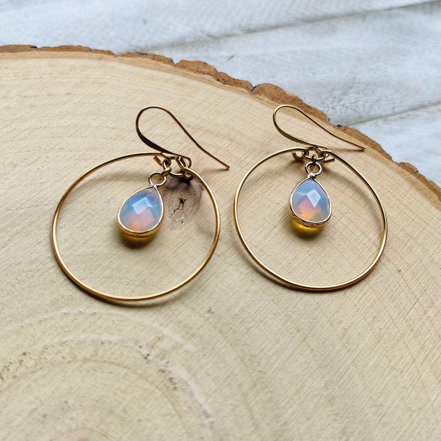 Opalite Earrings, Geometric Earrings Dangle, Hoop Earrings Gold, Western Boho Jewelry, Statement Earrings Boho, Trendy Earrings, Boho Chic