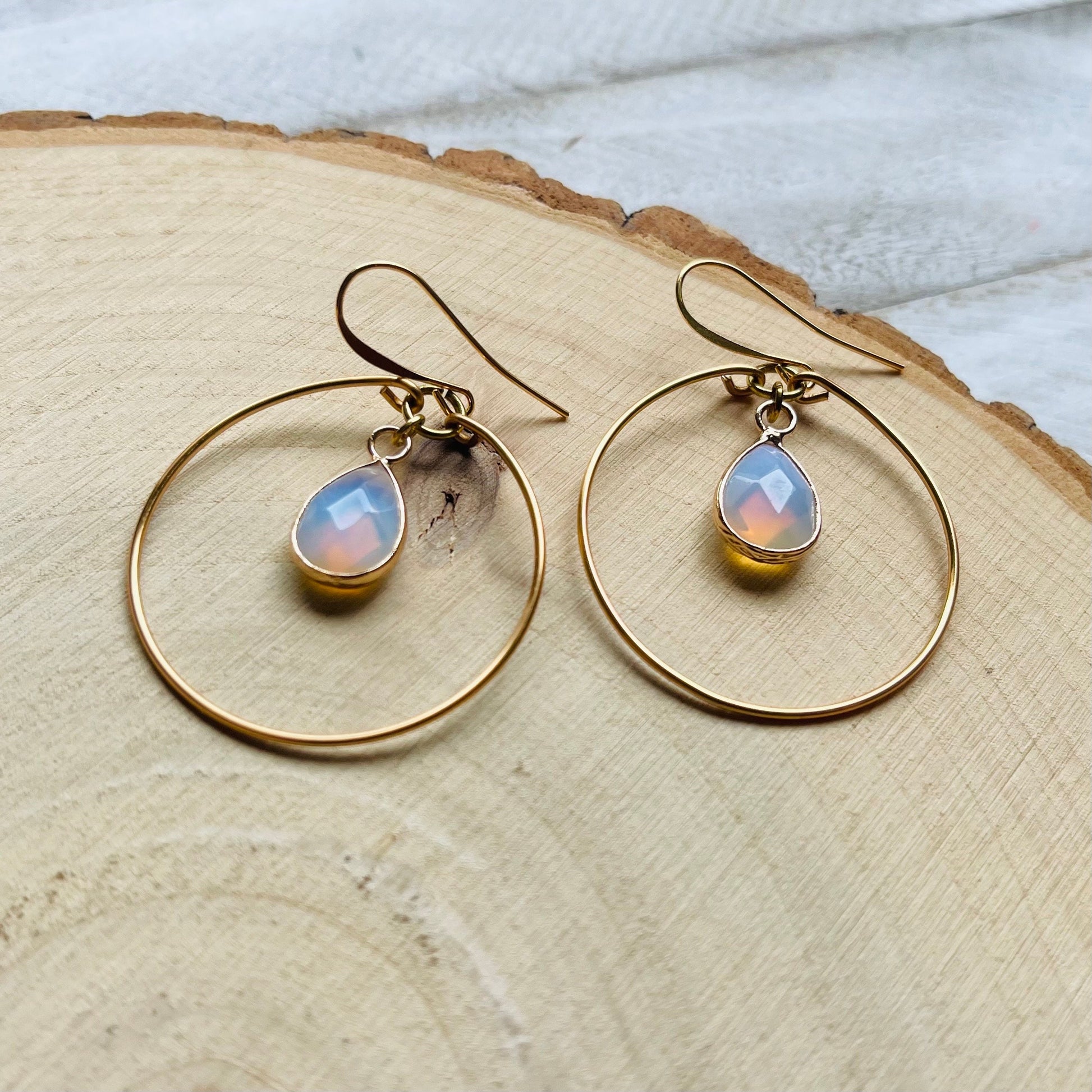 Opalite Earrings, Geometric Earrings Dangle, Hoop Earrings Gold, Western Boho Jewelry, Statement Earrings Boho, Trendy Earrings, Boho Chic