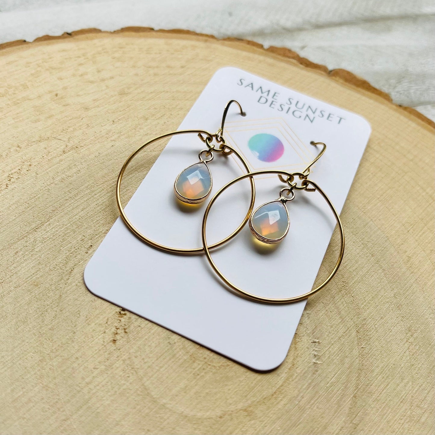 Opalite Earrings, Geometric Earrings Dangle, Hoop Earrings Gold, Western Boho Jewelry, Statement Earrings Boho, Trendy Earrings, Boho Chic