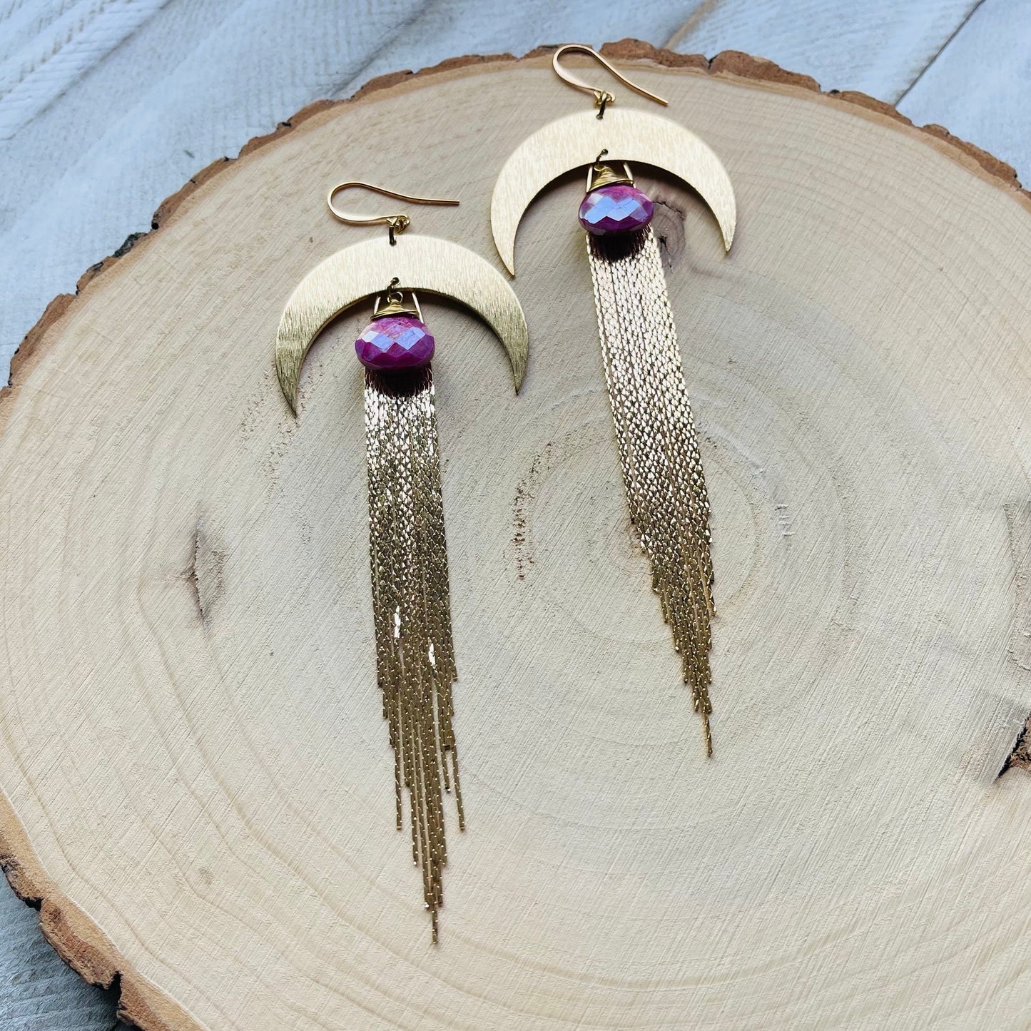 Moonstone Earrings Dangle, Fringe Earrings, Witchy Earrings, Wanderlust Jewelry, Stocking Stuffers for Mom Christmas Gifts for Girlfriend