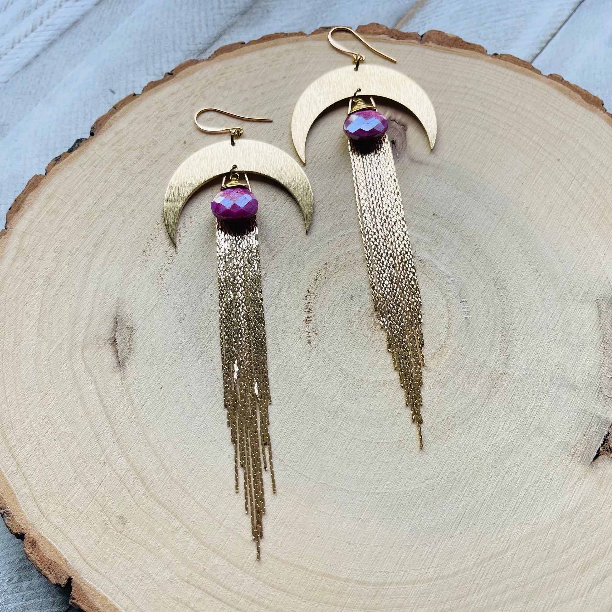 Moonstone Earrings Dangle, Fringe Earrings, Witchy Earrings, Wanderlust Jewelry, Stocking Stuffers for Mom Christmas Gifts for Girlfriend