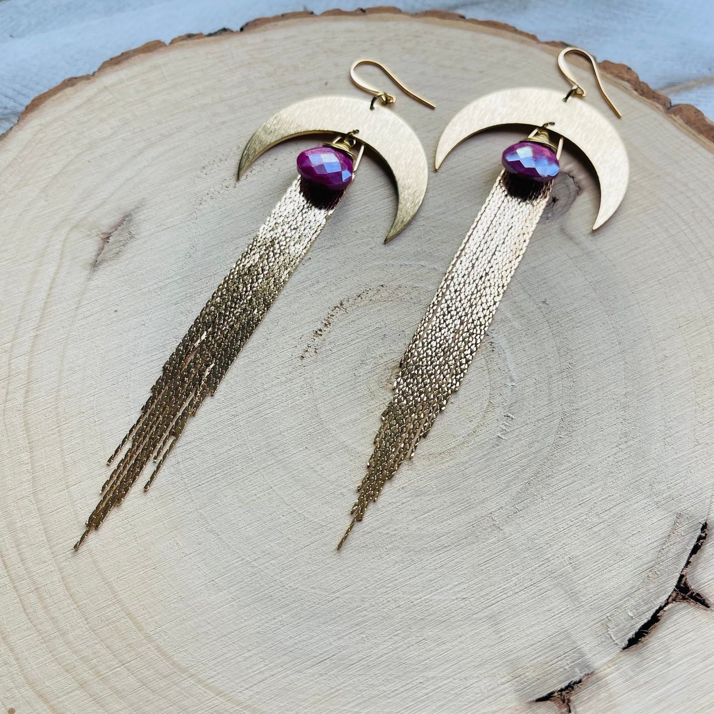 Moonstone Earrings Dangle, Fringe Earrings, Witchy Earrings, Wanderlust Jewelry, Stocking Stuffers for Mom Christmas Gifts for Girlfriend