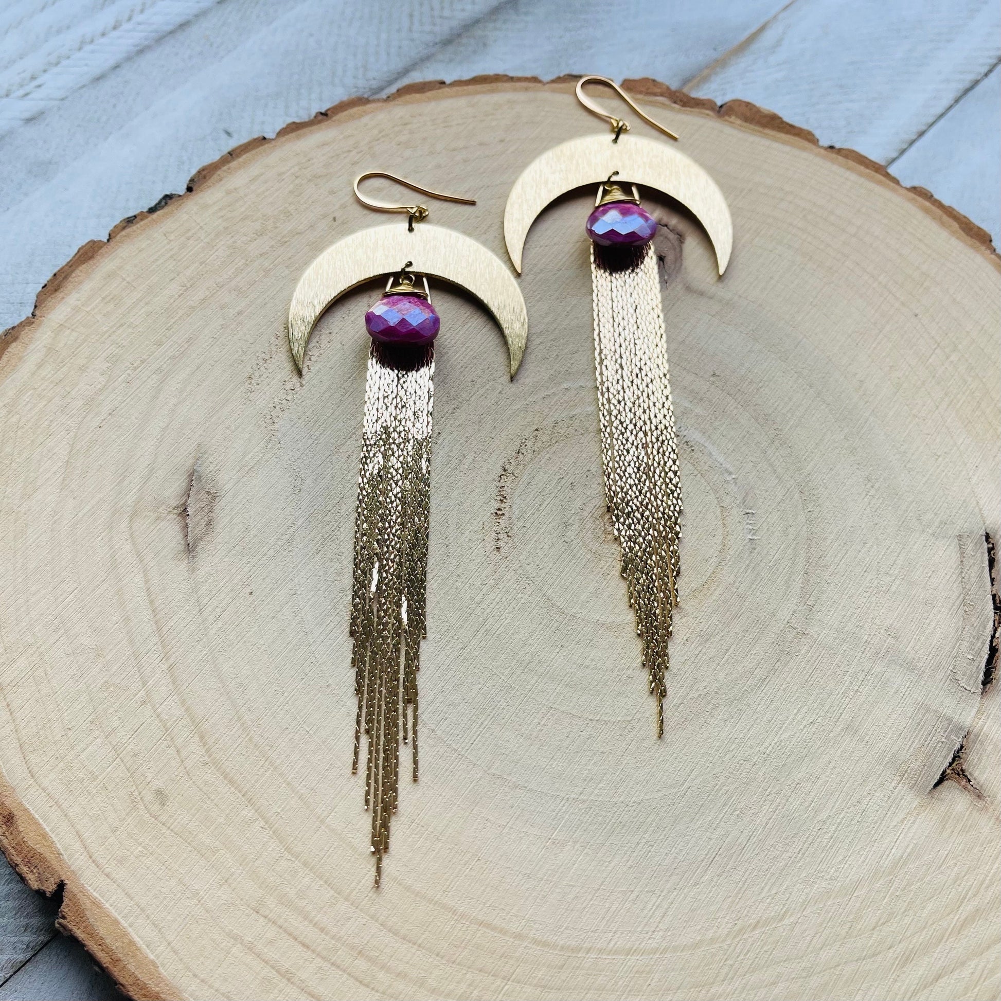 Moonstone Earrings Dangle, Fringe Earrings, Witchy Earrings, Wanderlust Jewelry, Stocking Stuffers for Mom Christmas Gifts for Girlfriend